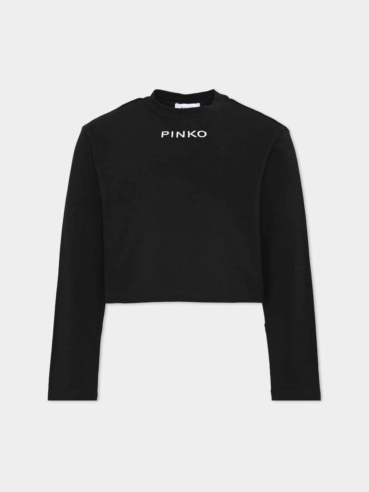 T-shirt a manica lunga nera con logo per bambina,Pinko,KFTS070 C JE018 0909