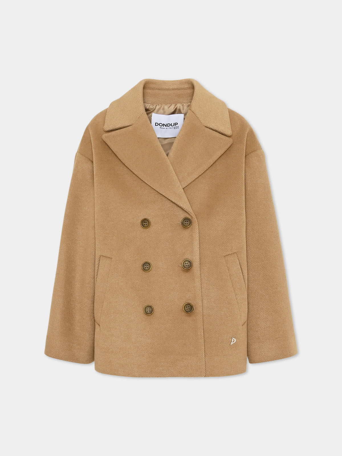 Cappotto beige per bambina doppiopetto,Dondup Kids,DFGB031 0 TV146 6013