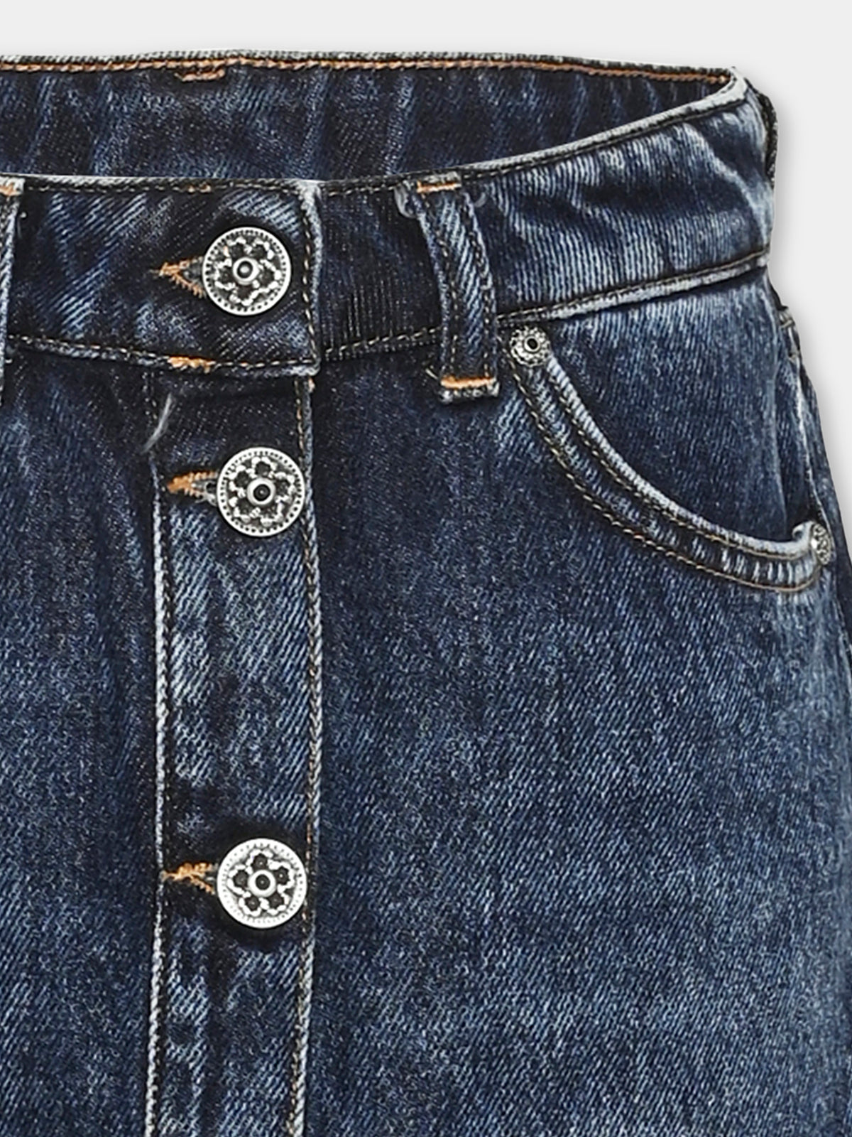 Gonna denim per bambina con bottoni,Dondup Kids,DFGO034 C CF054 4005