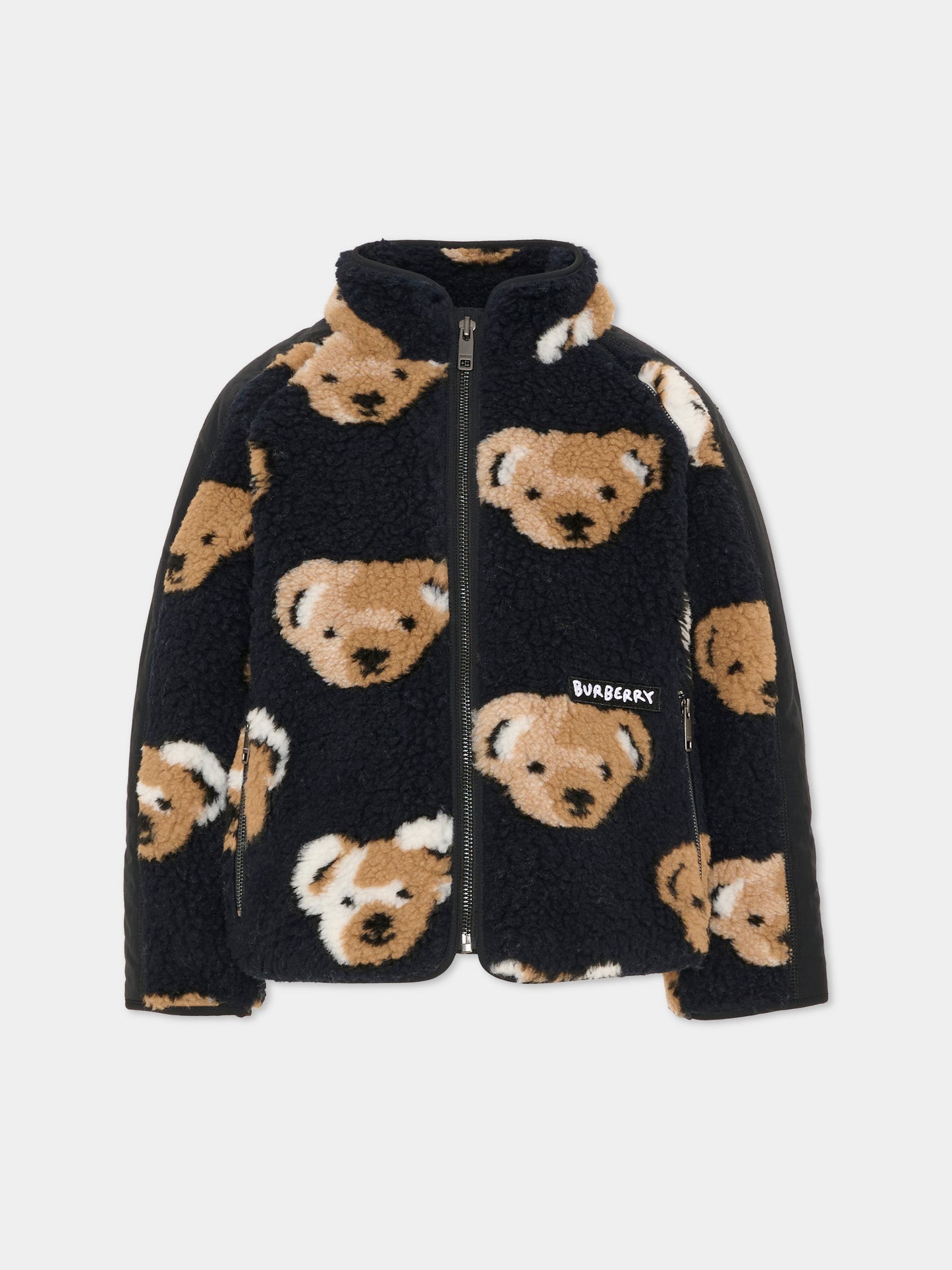 Ecopelliccia nera per bambino con orsi,Burberry Kids,8131056 A1094