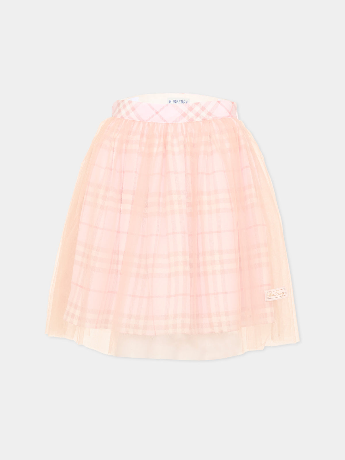 Jupe rose pour fille avec motif à carreaux