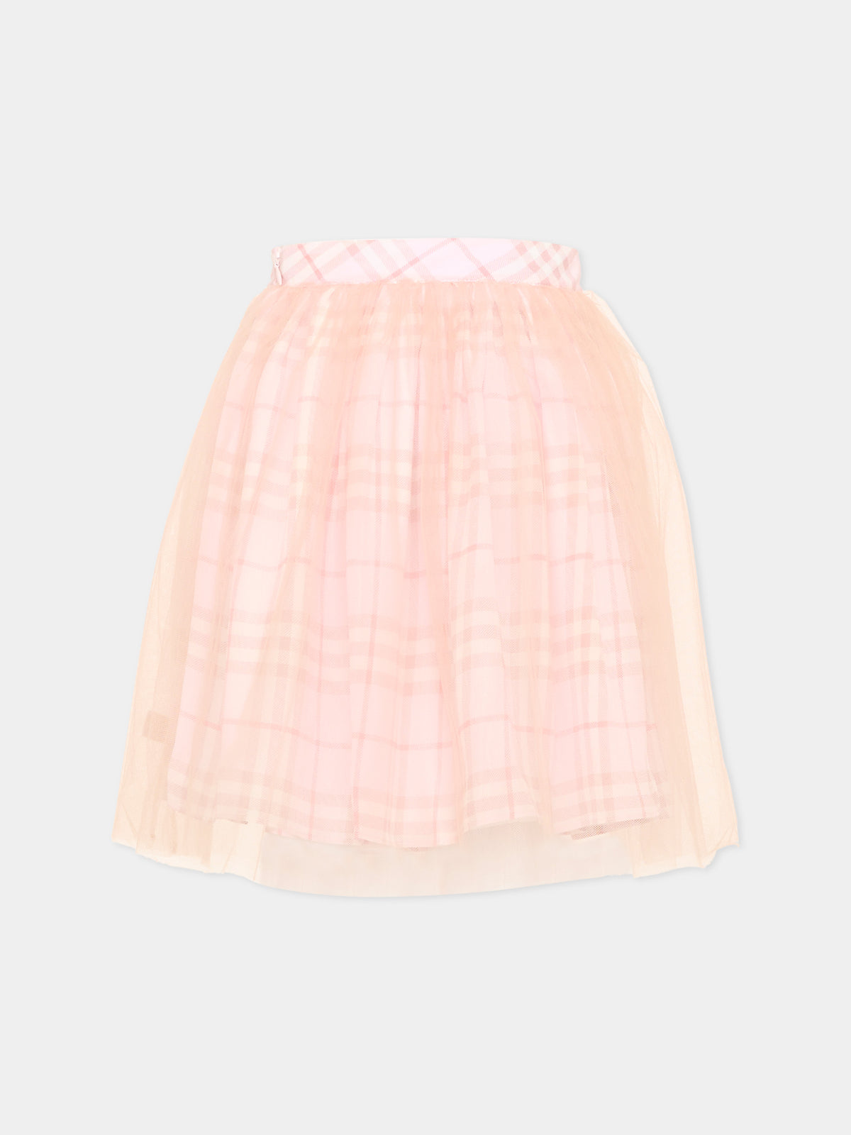 Jupe rose pour fille avec motif à carreaux