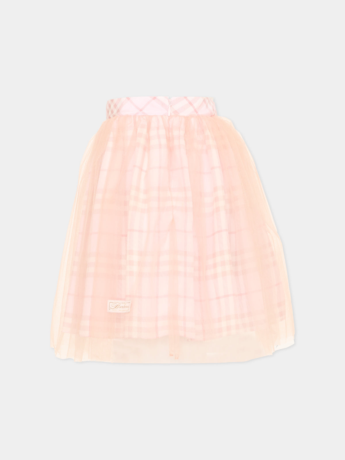 Jupe rose pour fille avec motif à carreaux