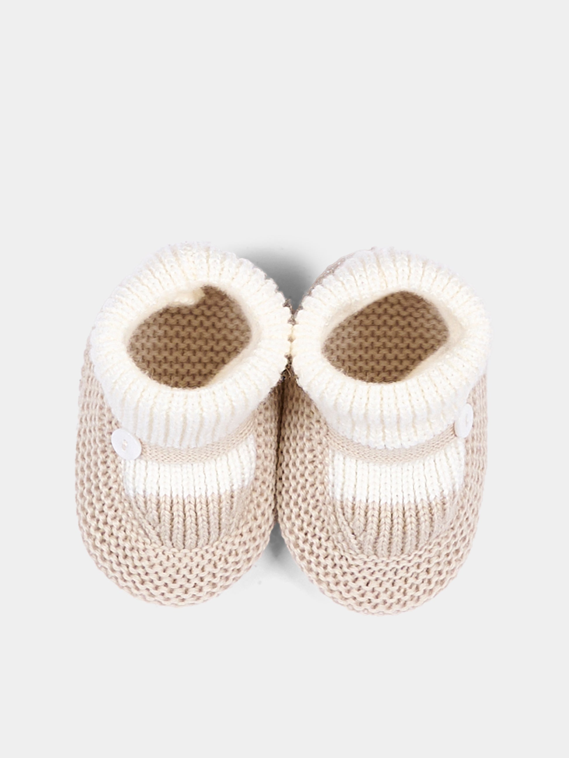 Babbucce bìbeige  per neonati in tricot,Little Bear,4129 LATTE/BURRO