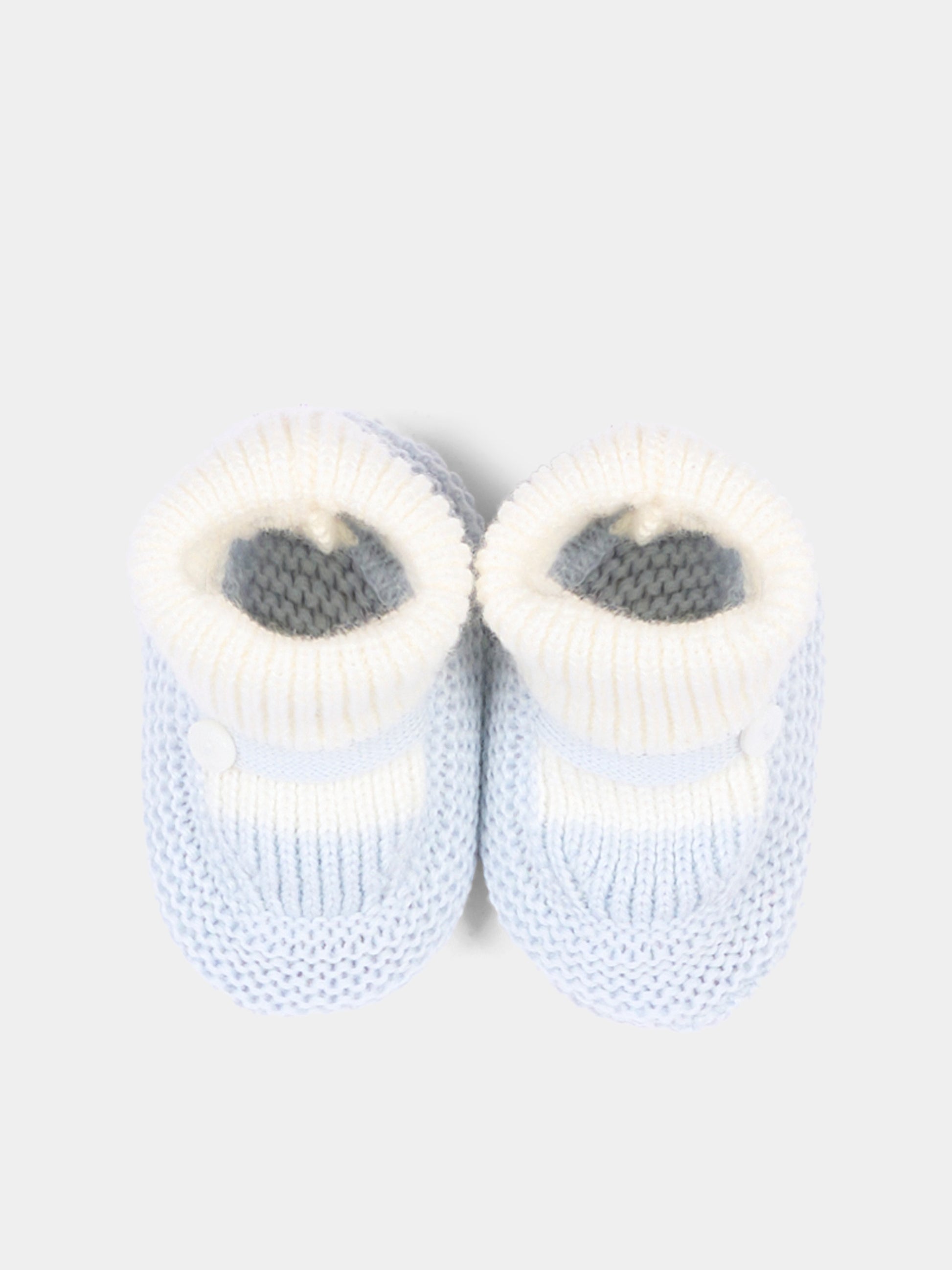 Babbucce blu per neonato in tricot,Little Bear,4129 LATTE/CIELO