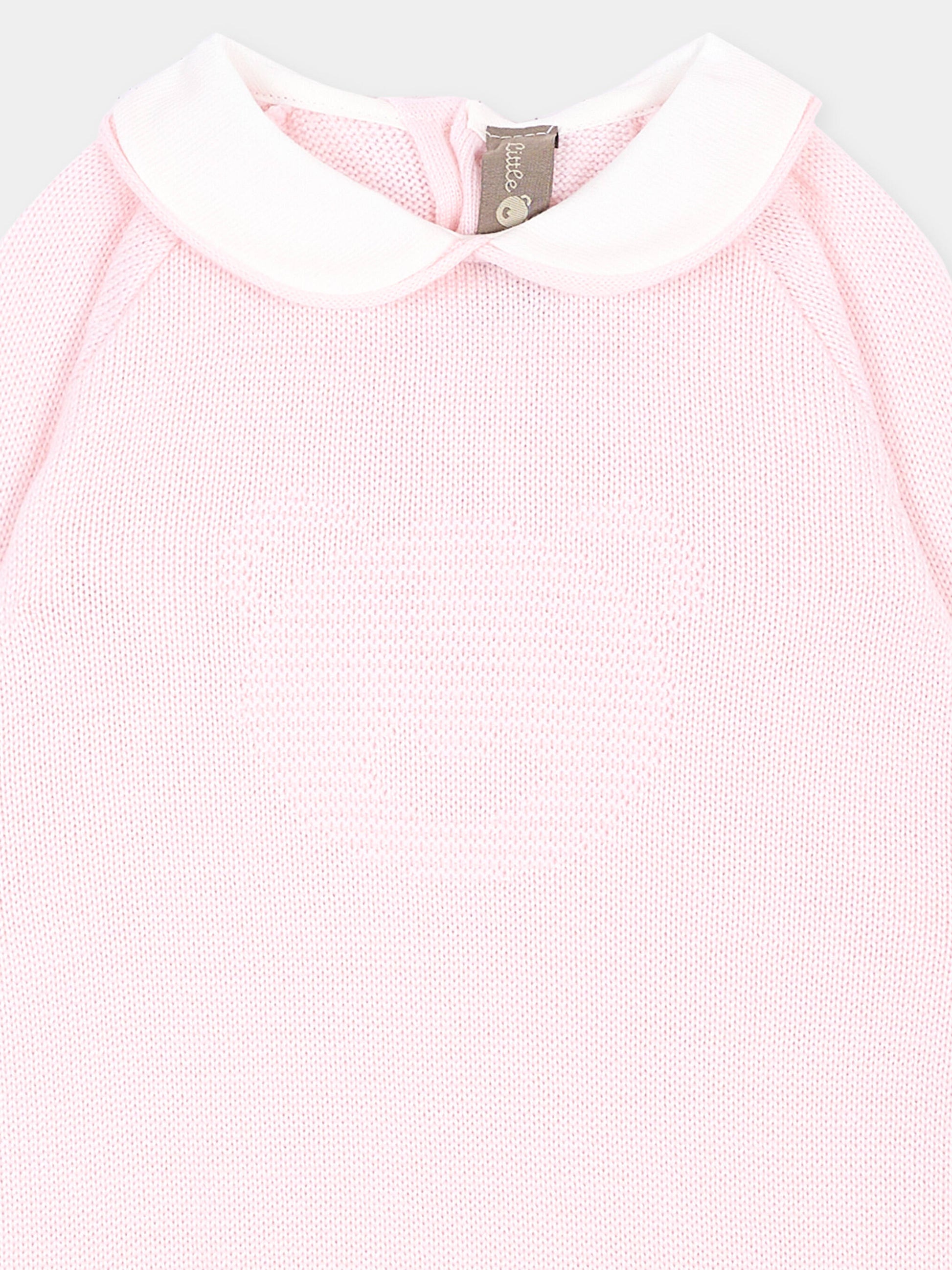 Cardigan rosa per neonata con colletto,Little Bear,4134 CIPRIA