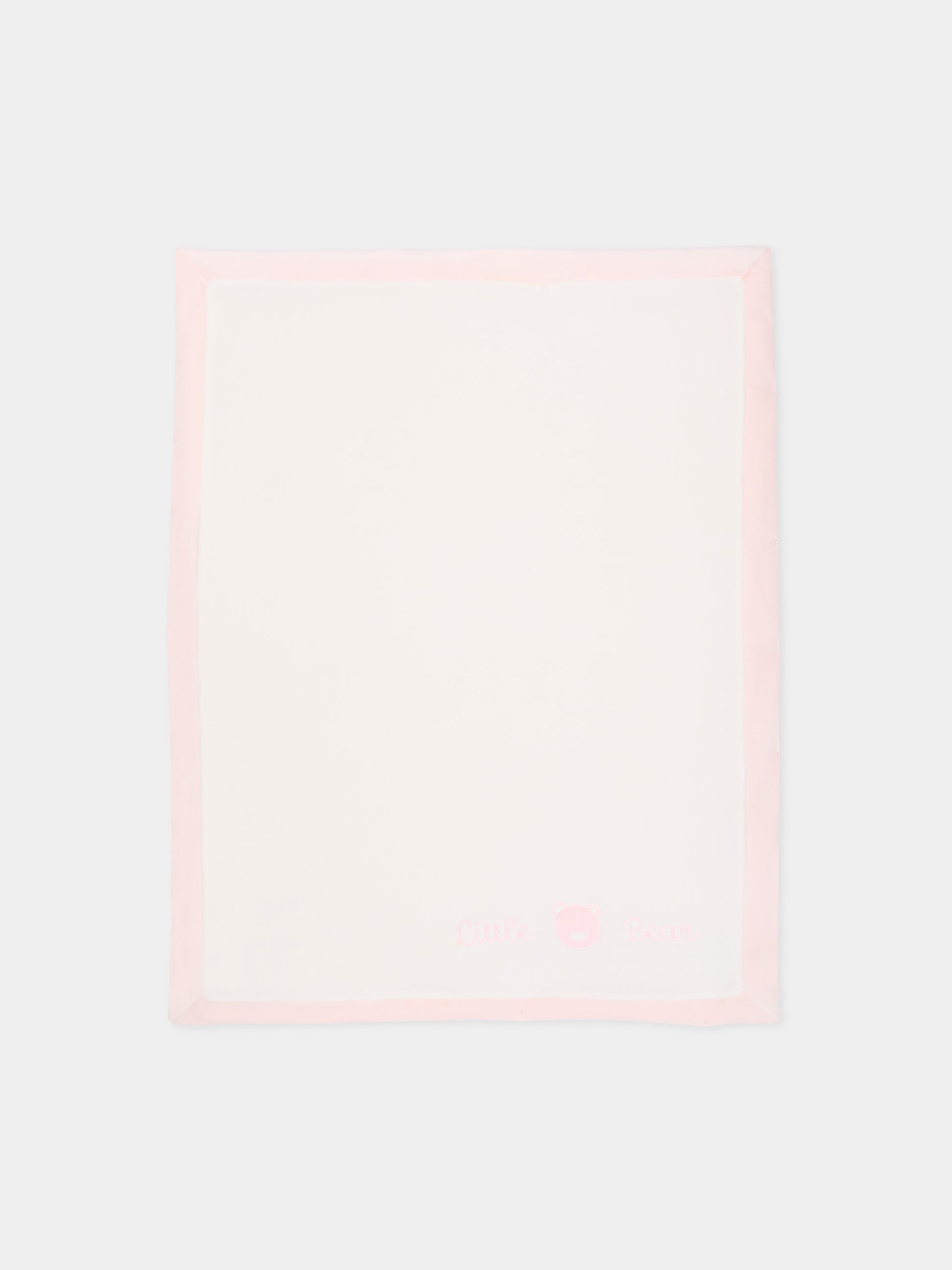 Coperta rosa per neonata con logo,Little Bear,4052 LATTE/ROSA