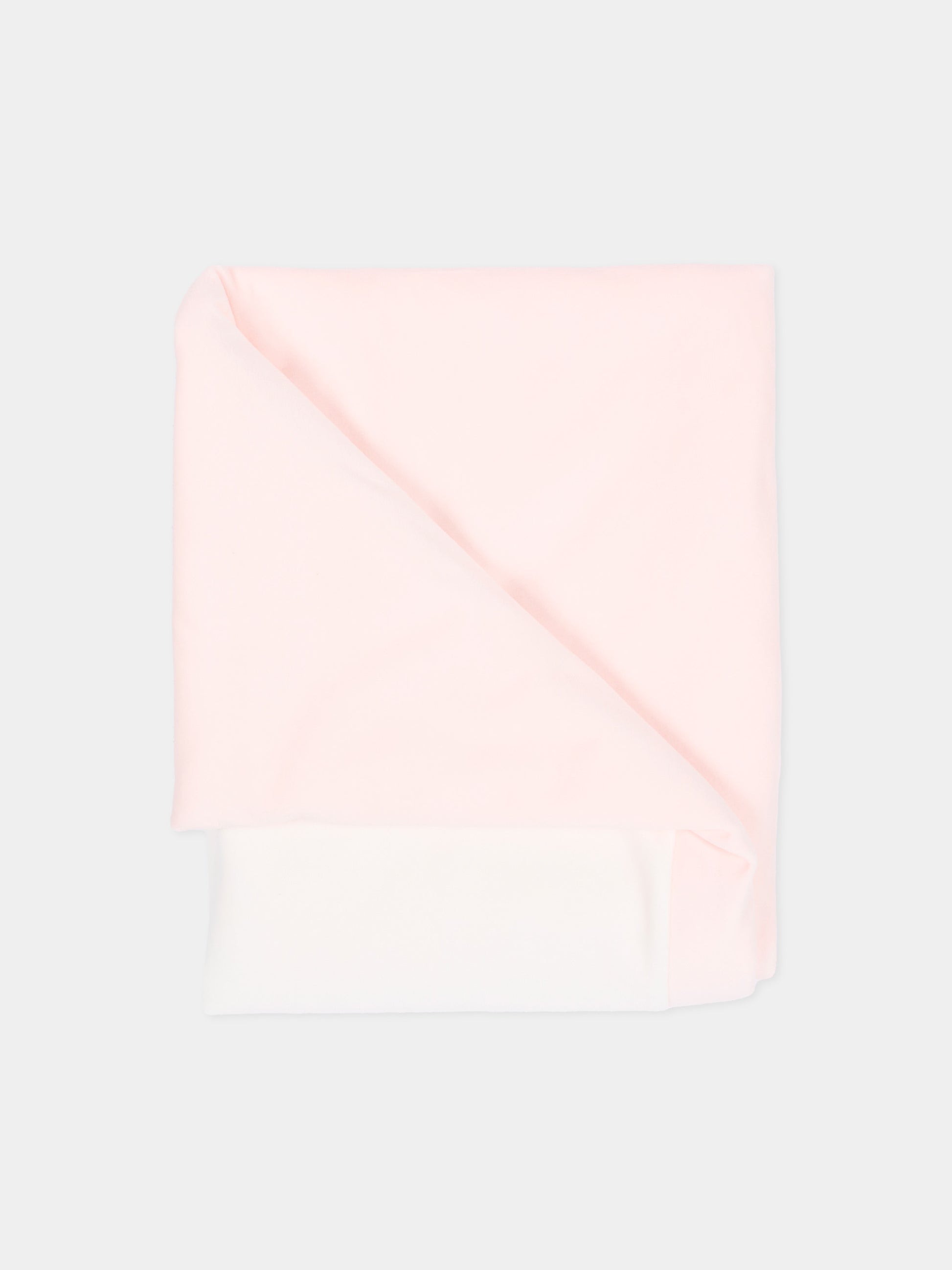 Coperta rosa per neonata con logo,Little Bear,4052 LATTE/ROSA