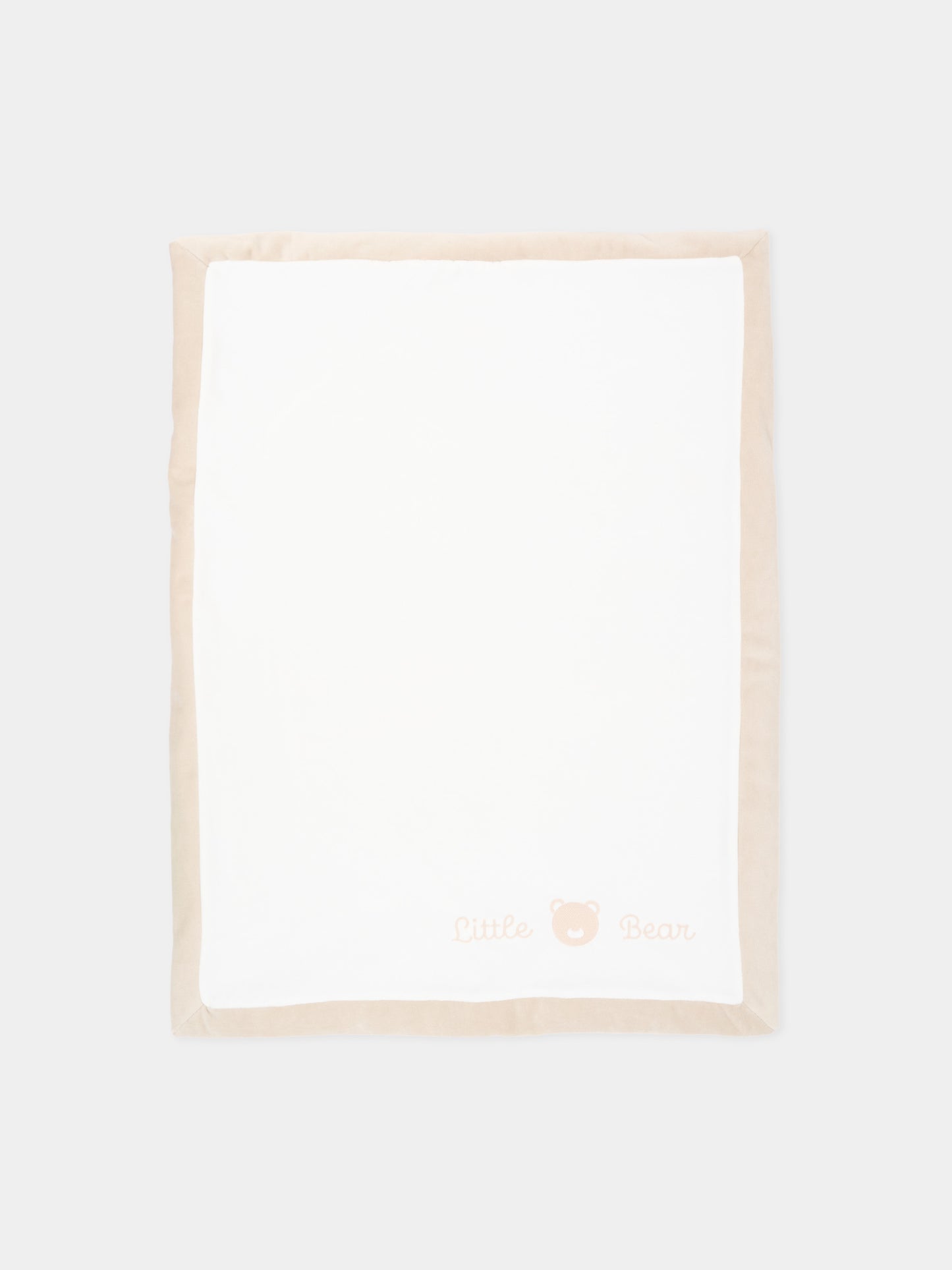 Coperta bianca per neonati con logo,Little Bear,4052 LATTE/TORTORA
