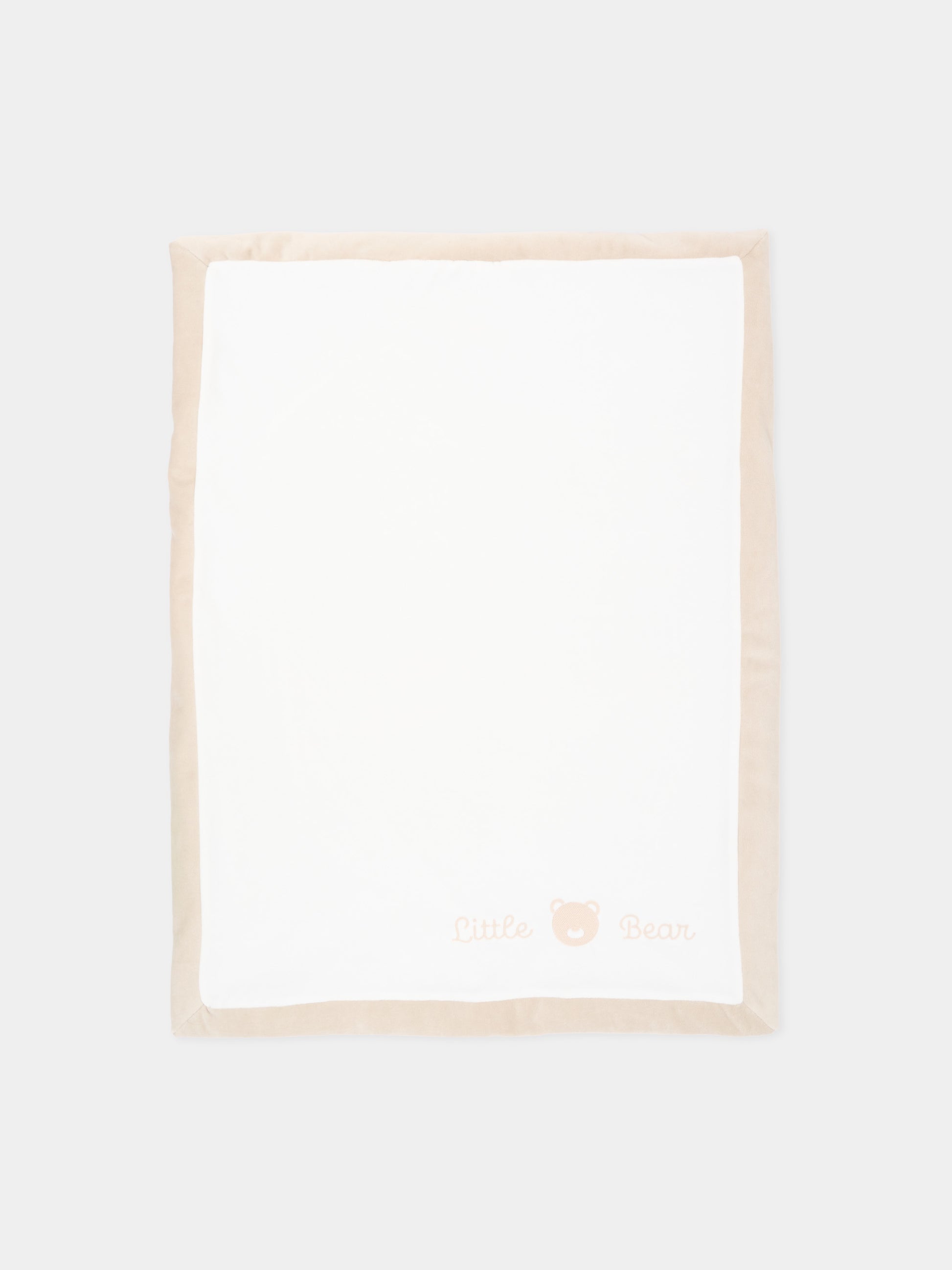 Coperta bianca per neonati con logo,Little Bear,4052 LATTE/TORTORA