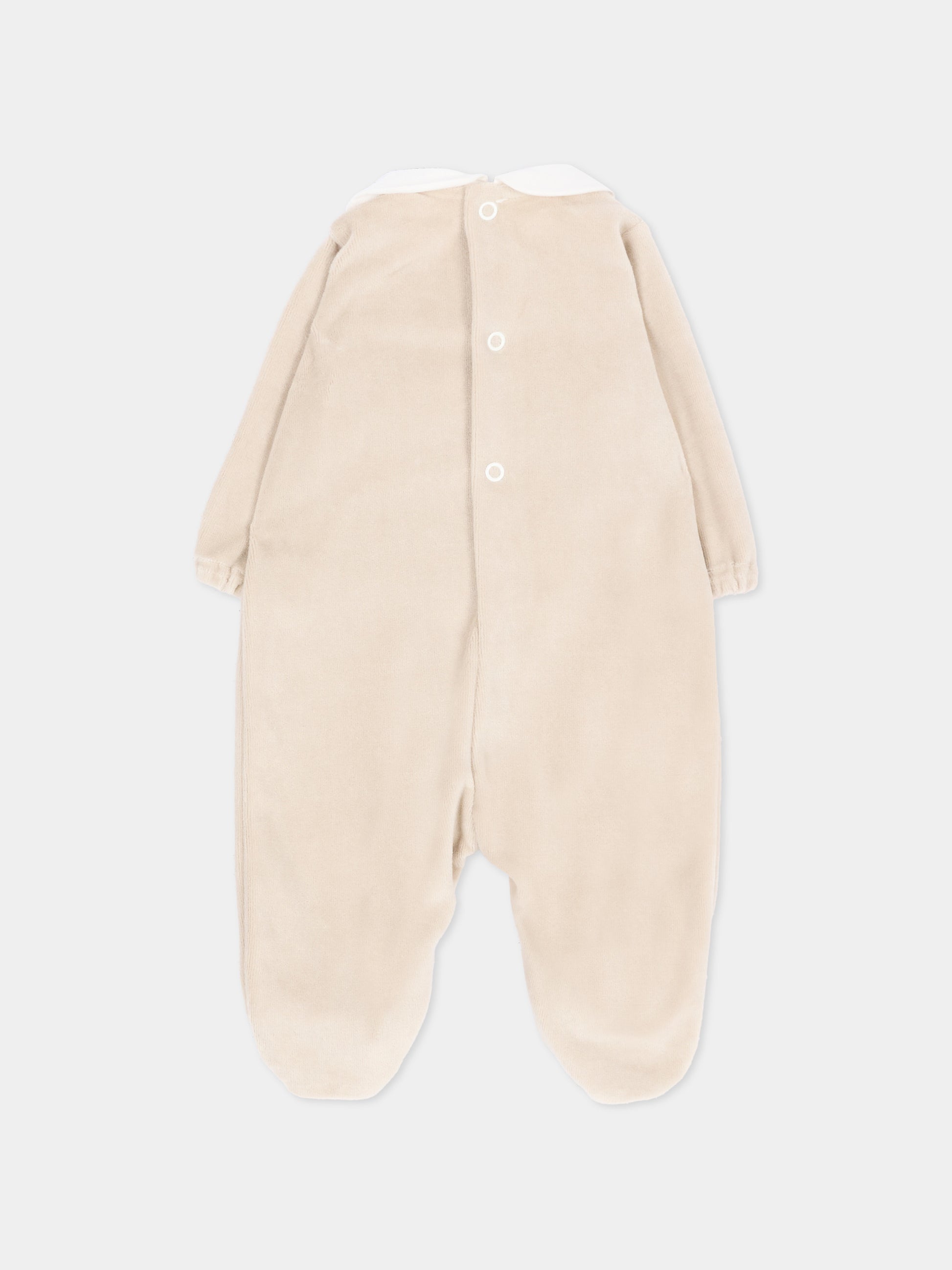 Tutina marrone per neonato con ricamo,Little Bear,4051 TORTORA/CIELO