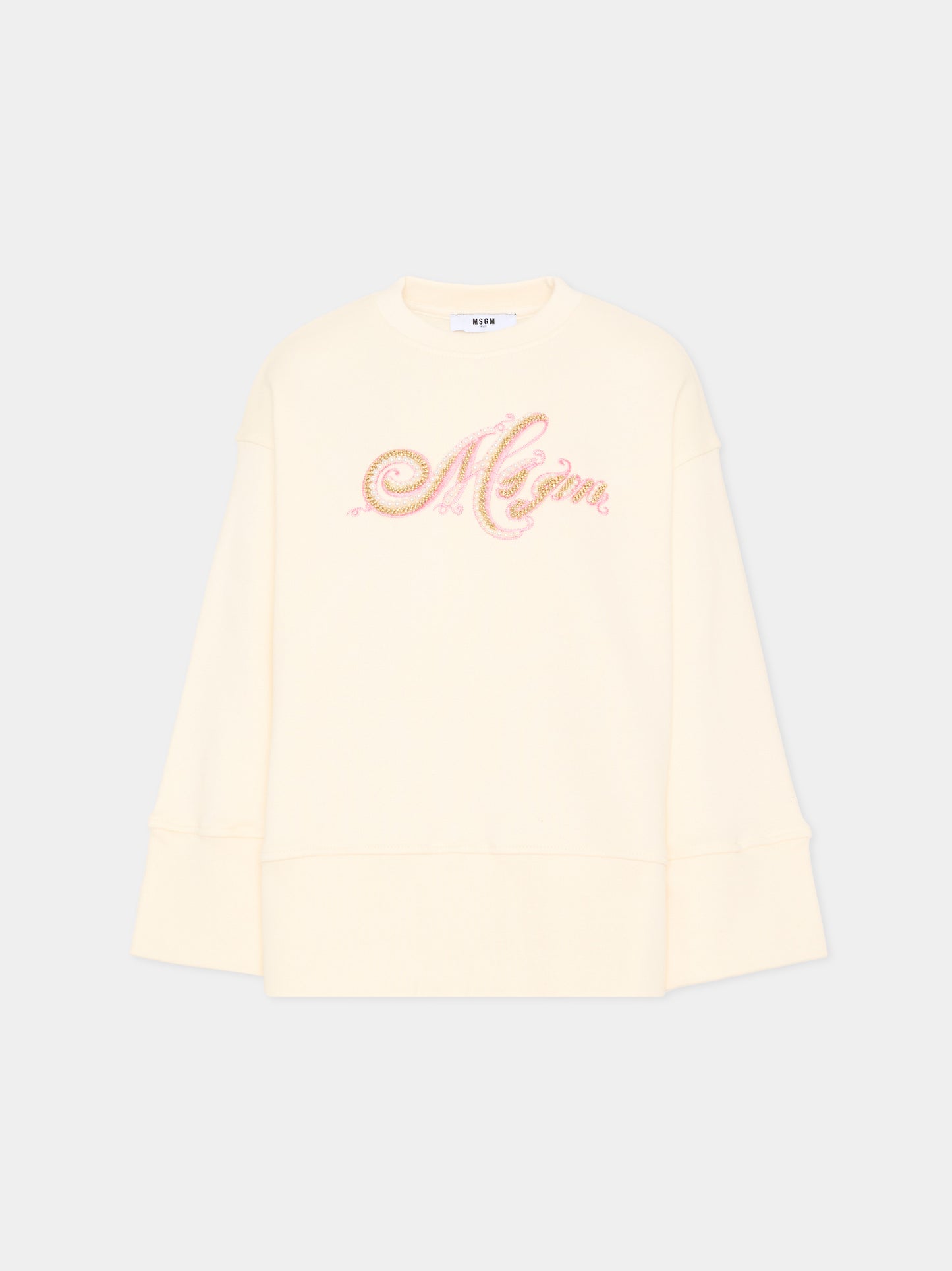 Felpa avorio per bambina con logo,Msgm Kids,F5MSJGSW151 013