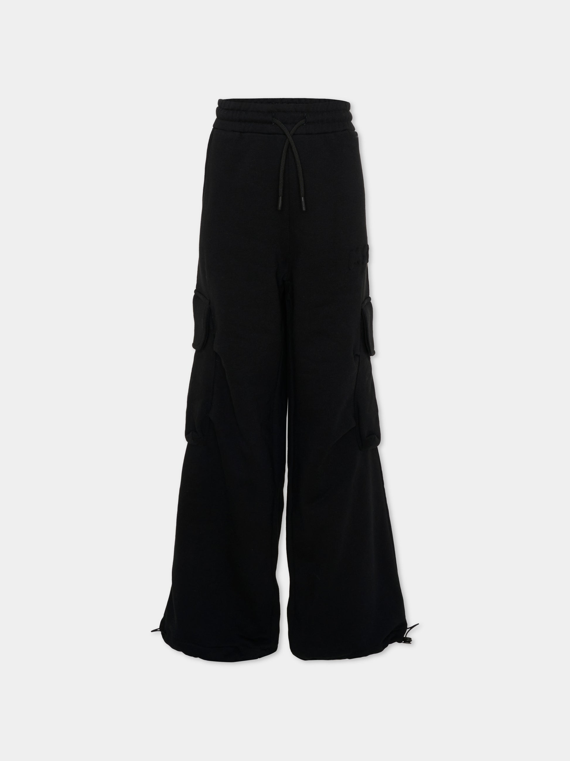 Pantaloni neri per bambina cargo,Msgm Kids,F5MSJUFP025 110