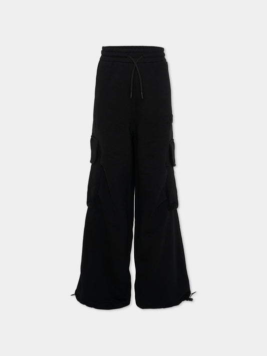 Pantaloni neri per bambina cargo,Msgm Kids,F5MSJUFP025 110