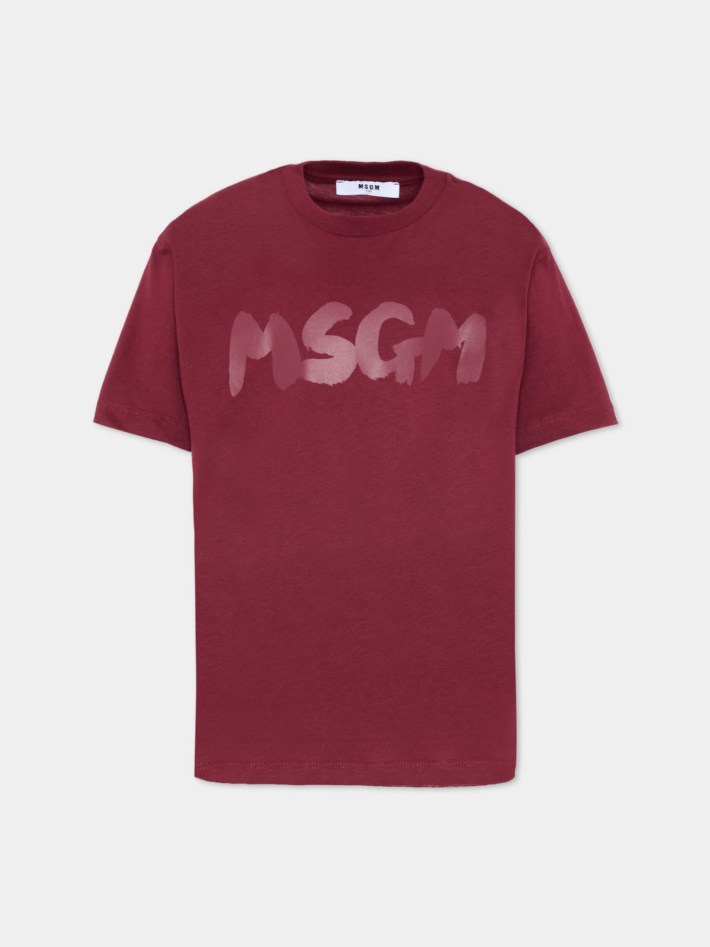 T-Shirt bordeaux per bambini con logo,Msgm Kids,F5MSJUTH011 MS034