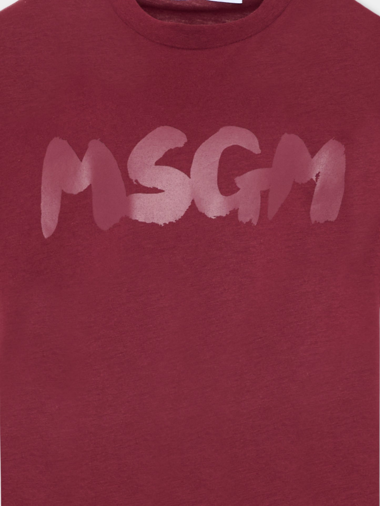 T-Shirt bordeaux per bambini con logo,Msgm Kids,F5MSJUTH011 MS034