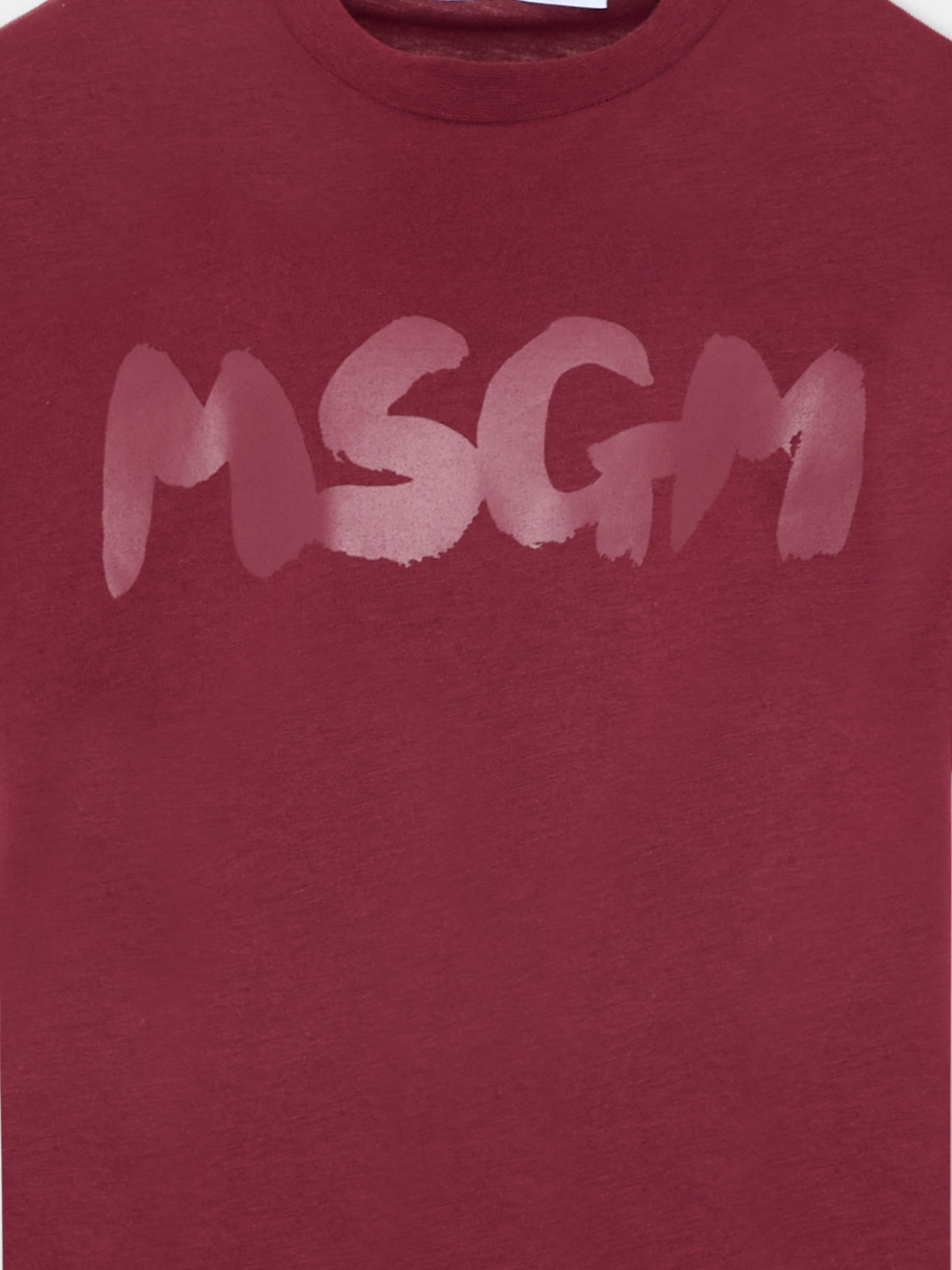 T-Shirt bordeaux per bambini con logo,Msgm Kids,F5MSJUTH011 MS034