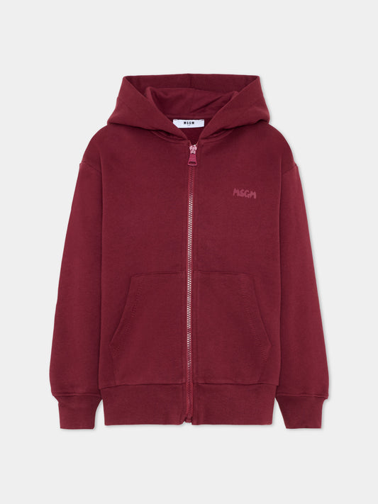 Felpa bordeaux per bambini con logo,Msgm Kids,F5MSJUZH002 MS034