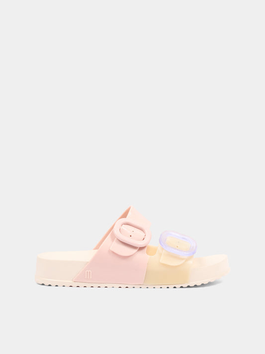 Ciabatte beige per bambina bicolore,Mini Melissa,S-33913-AN709