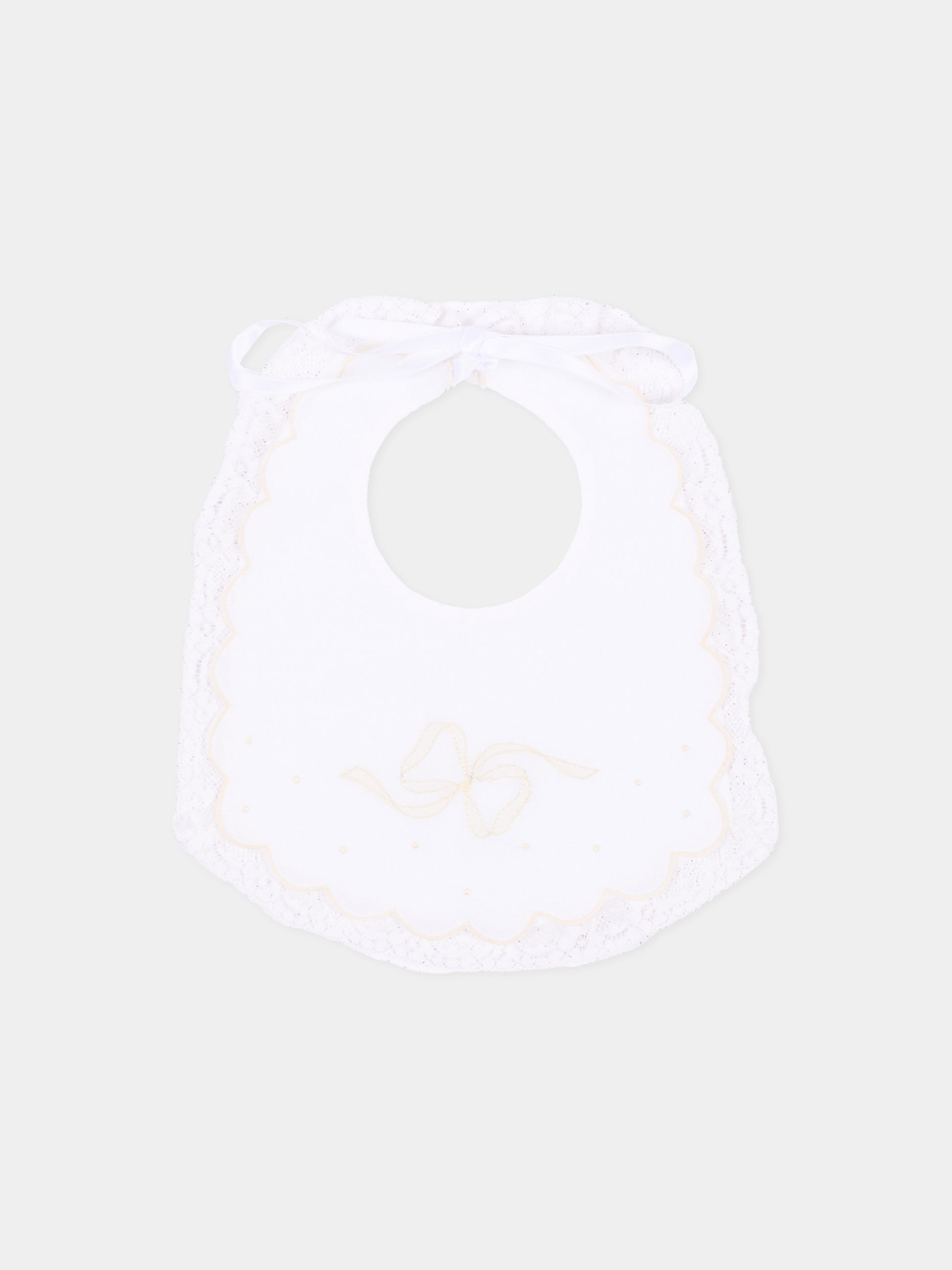 Bavaglini avorio per neonata ricamato,Mariella Ferrari,BAA1 AVORIO