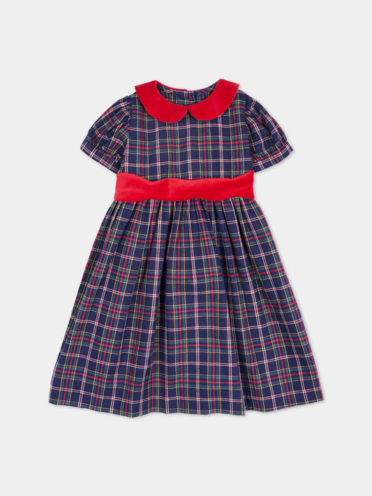Robe élégante bleue en tartan pour bébé fille