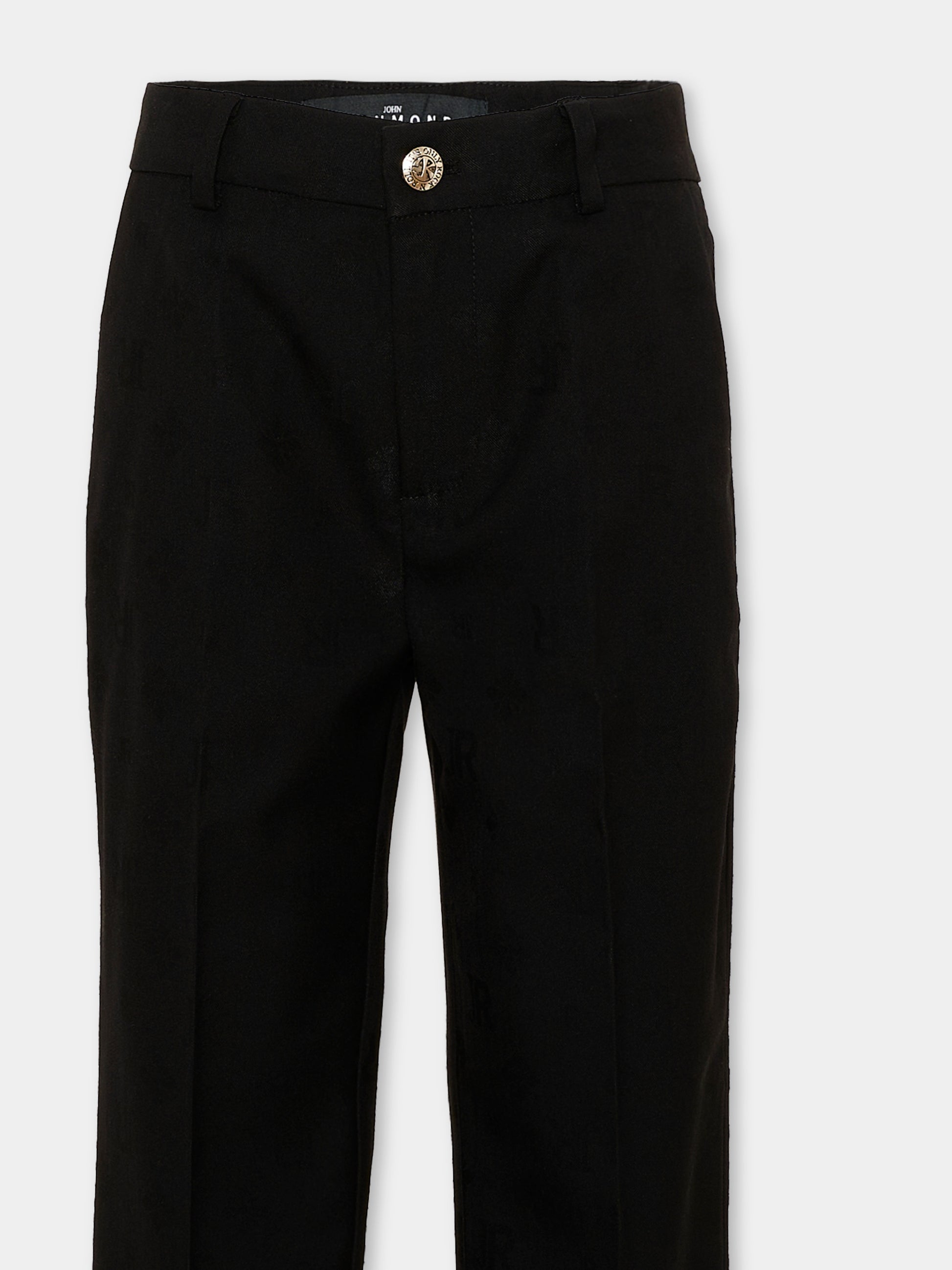 Pantaloni neri per bambino con logo,Richmond,RBA26101PA JR_M.BLACK JR MONOGRAM BLACK