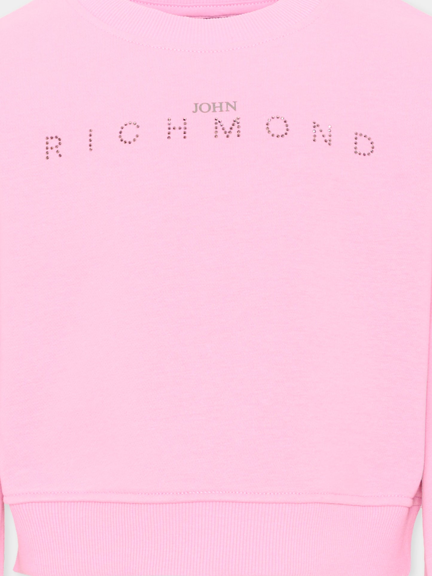 Felpa rosa per bambina con logo,Richmond,RGA26085FE PINK_BEG. PINK BEGONIA