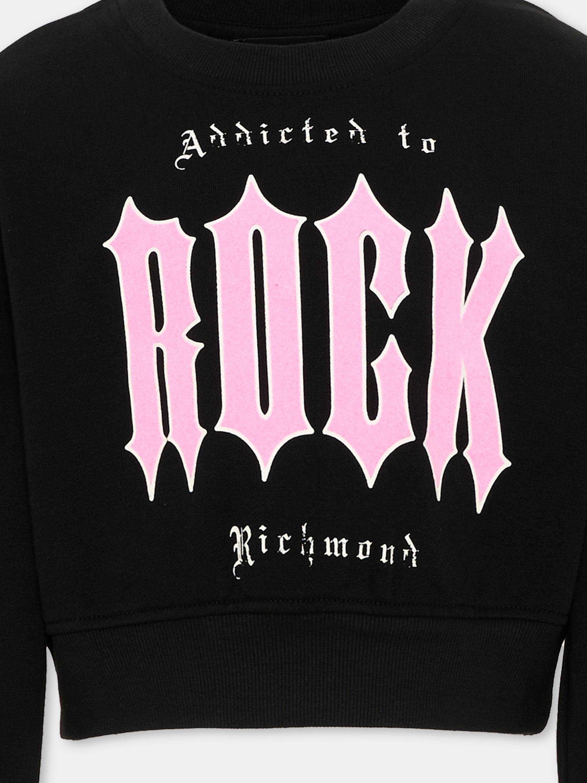 Felpa nera per bambina con logo,Richmond,RGA26166FE BLACK BLACK