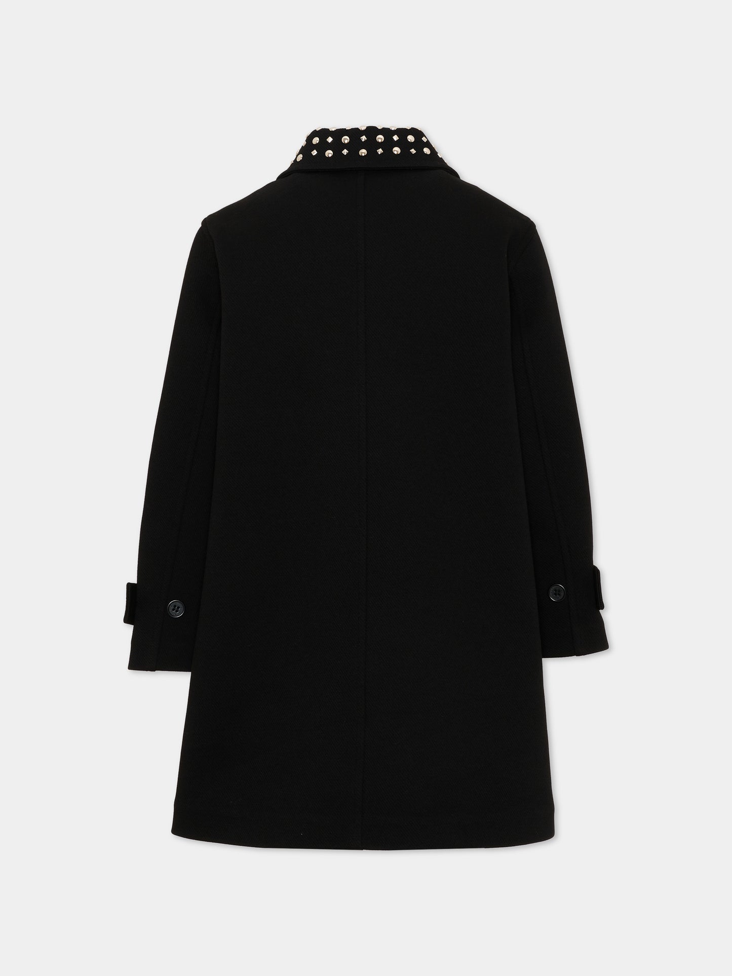 Cappotto nero per bambina con borchie,Richmond,RGA26063CP BLACK BLACK