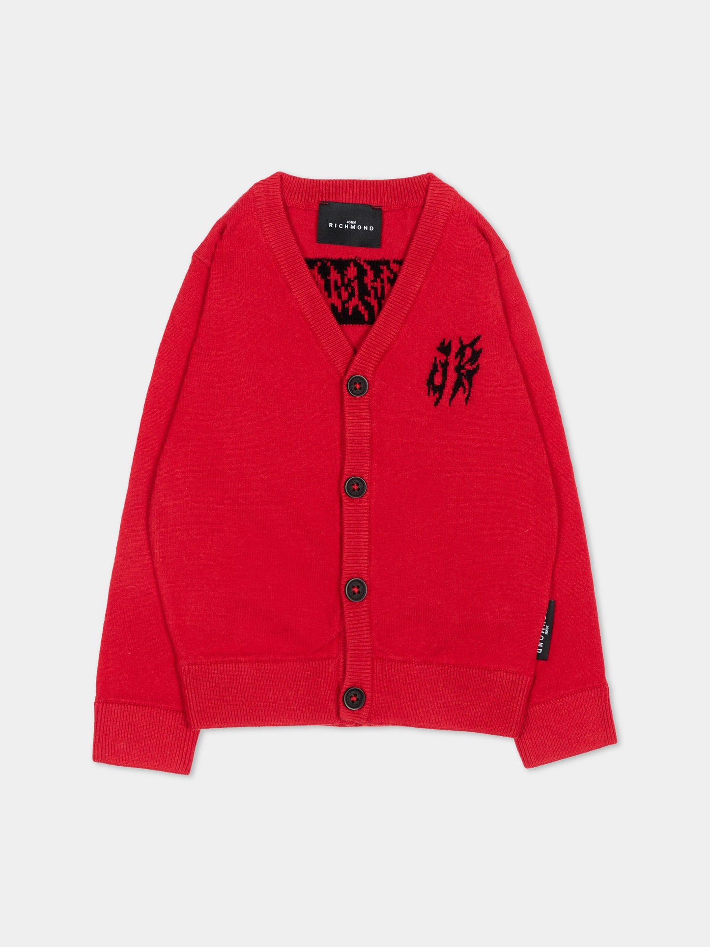 Cardigan rosso per neonato con logo,Richmond,RIA26036CD RED/BLACK RED