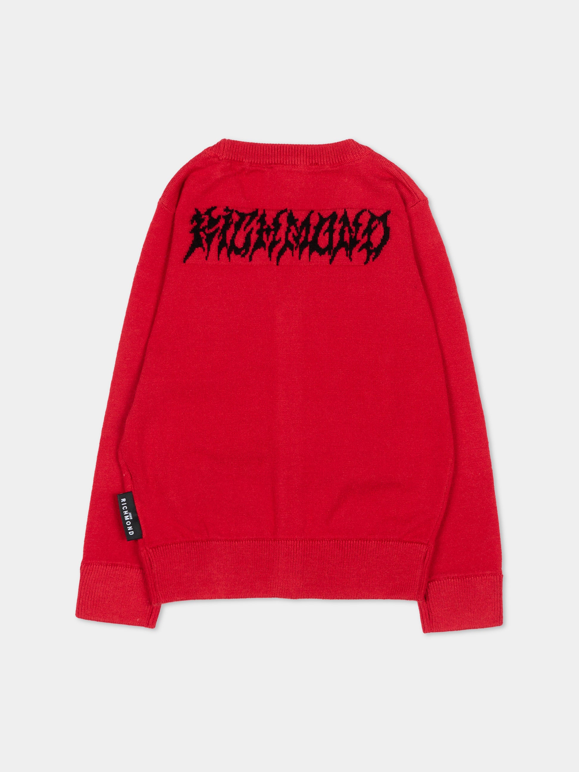 Cardigan rosso per neonato con logo,Richmond,RIA26036CD RED/BLACK RED