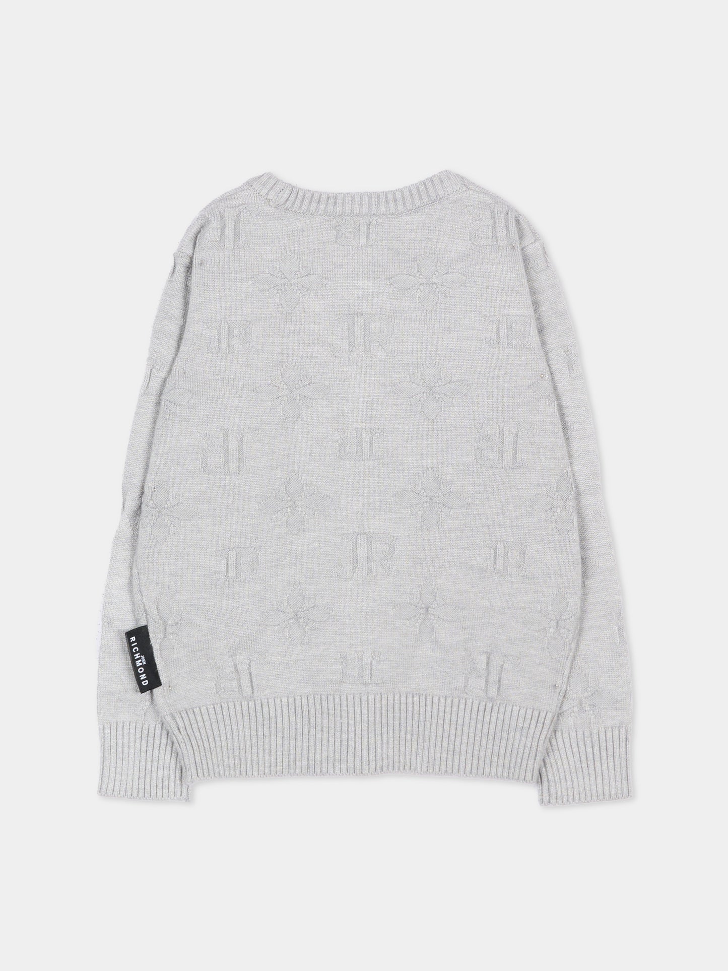 Cardigan grigio per neonato con logo,Richmond,RIA26055CD JR_M.GREY JR MONOGRAM GREY