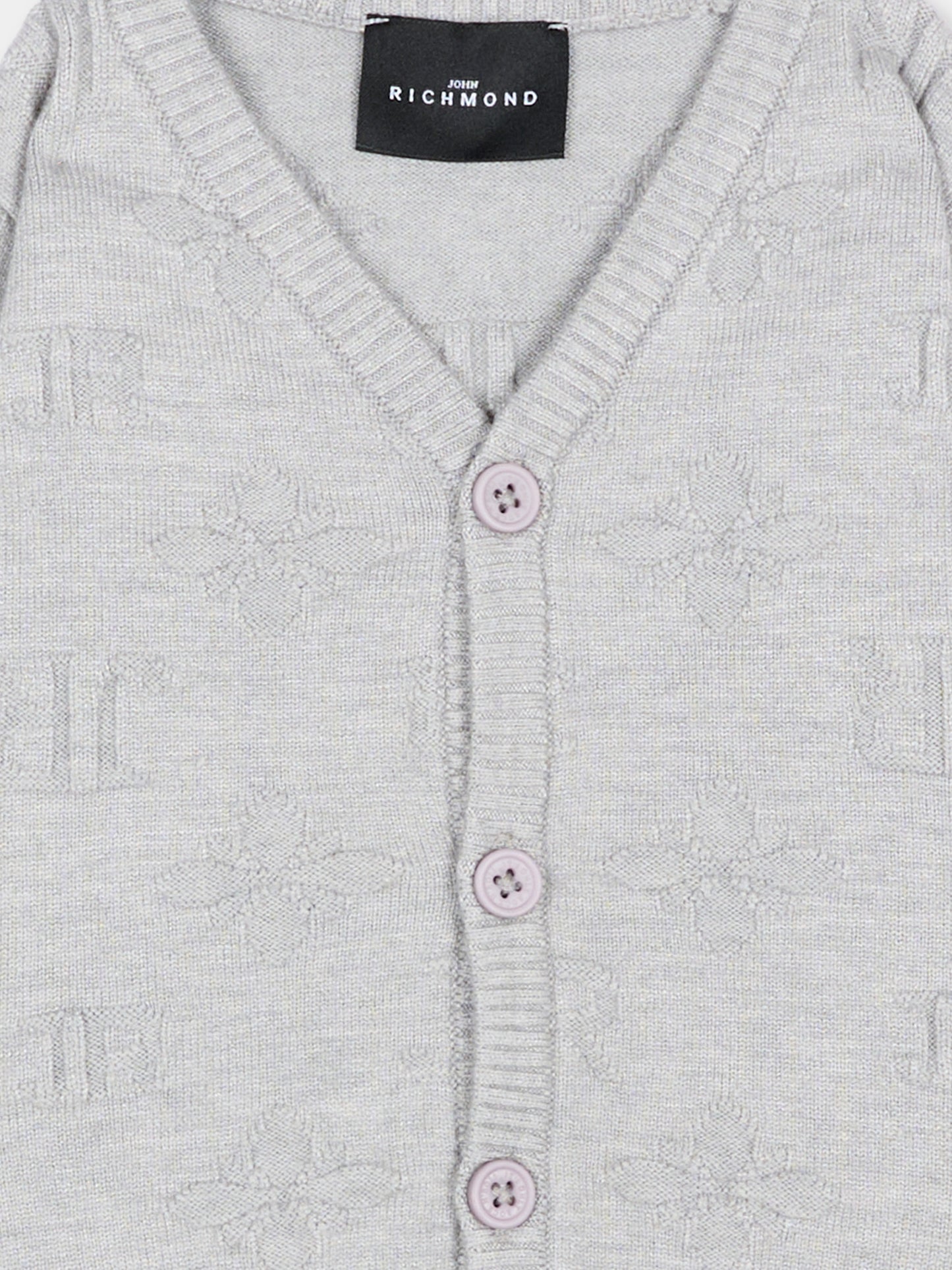 Cardigan grigio per neonato con logo,Richmond,RIA26055CD JR_M.GREY JR MONOGRAM GREY