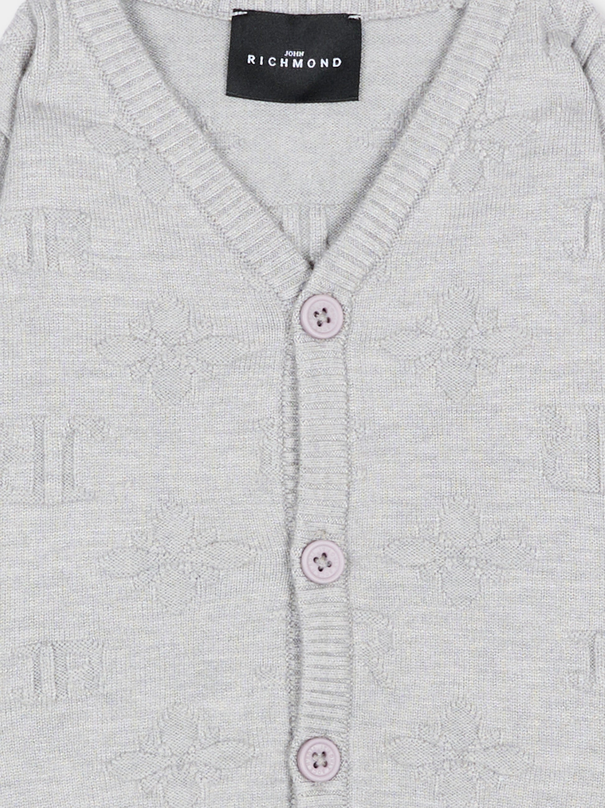 Cardigan grigio per neonato con logo,Richmond,RIA26055CD JR_M.GREY JR MONOGRAM GREY