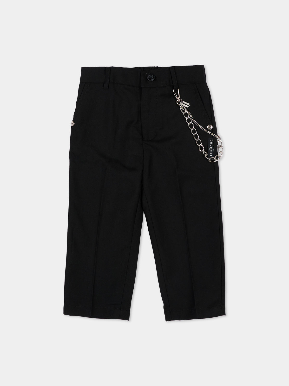 Pantaloni nero per neonato con catena,Richmond,RIA26065PA BLACK BLACK