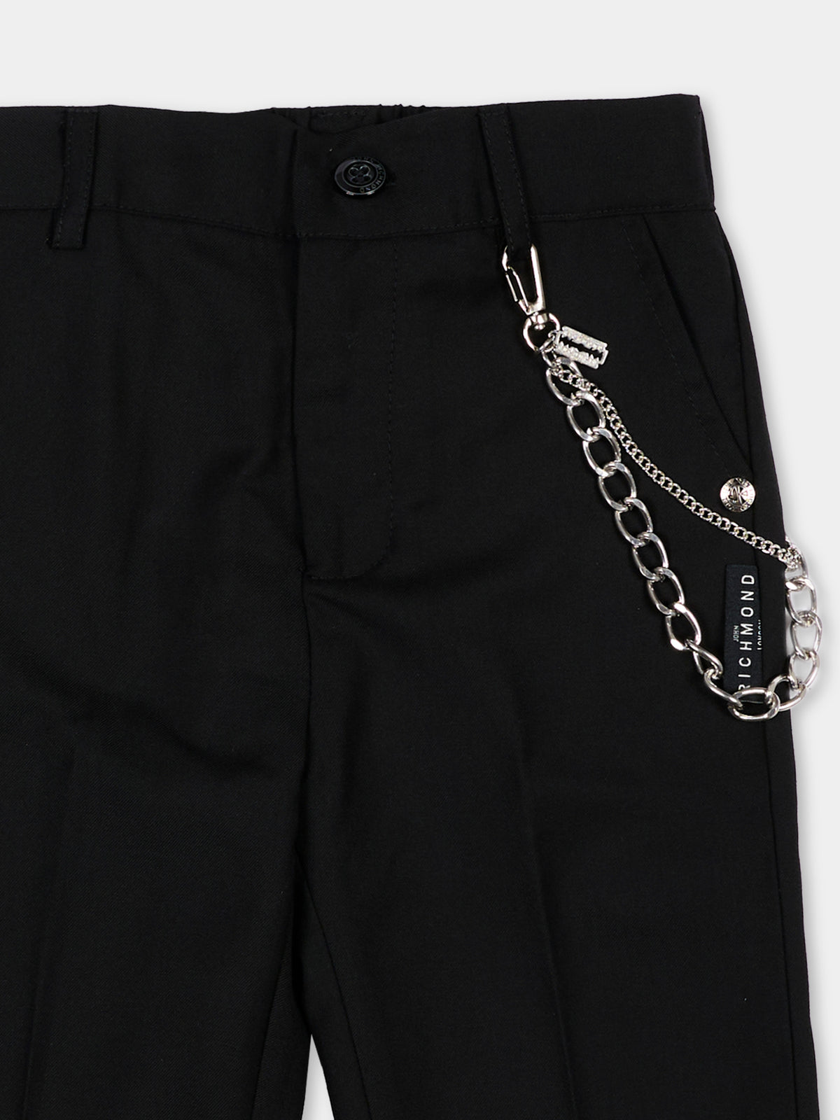 Pantaloni nero per neonato con catena,Richmond,RIA26065PA BLACK BLACK