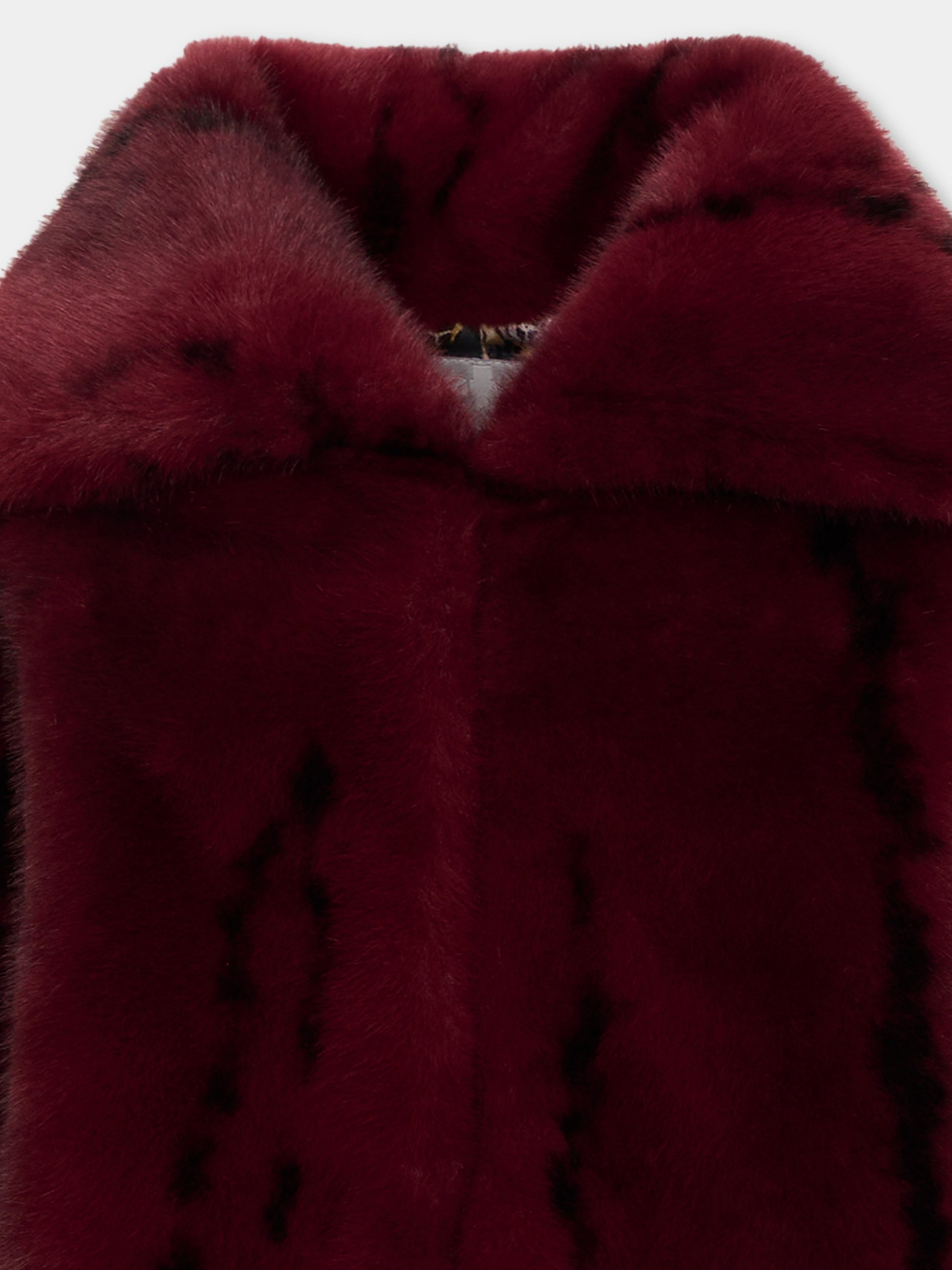 Ecopelliccia bordeaux per bambina,Just Cavalli Kids,JGA26026PL BORDEAUX BORDEAUX