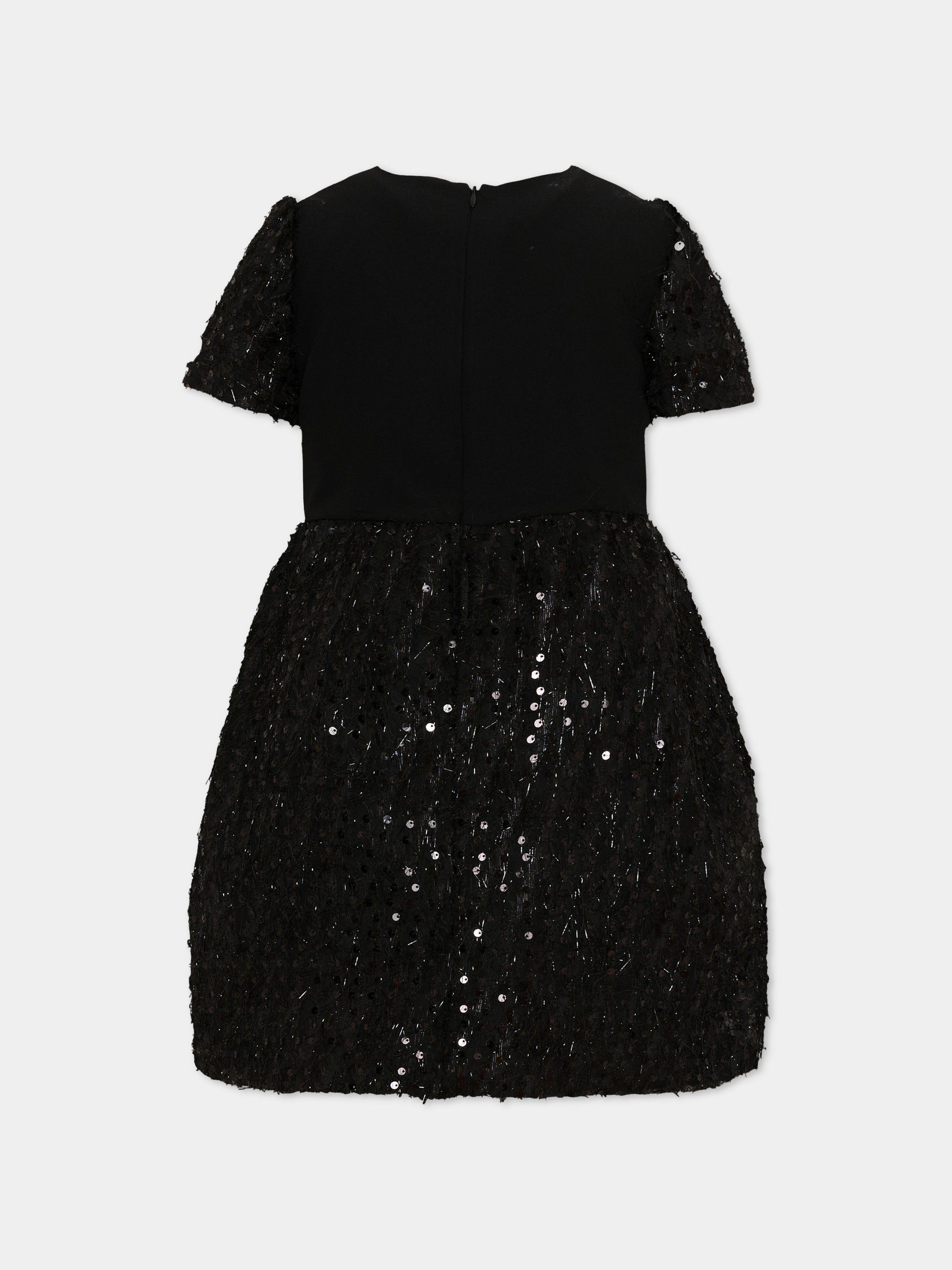 Abito nero per bambina con paillettes,Roberto Cavalli Kids,CGA26098VE BLACK