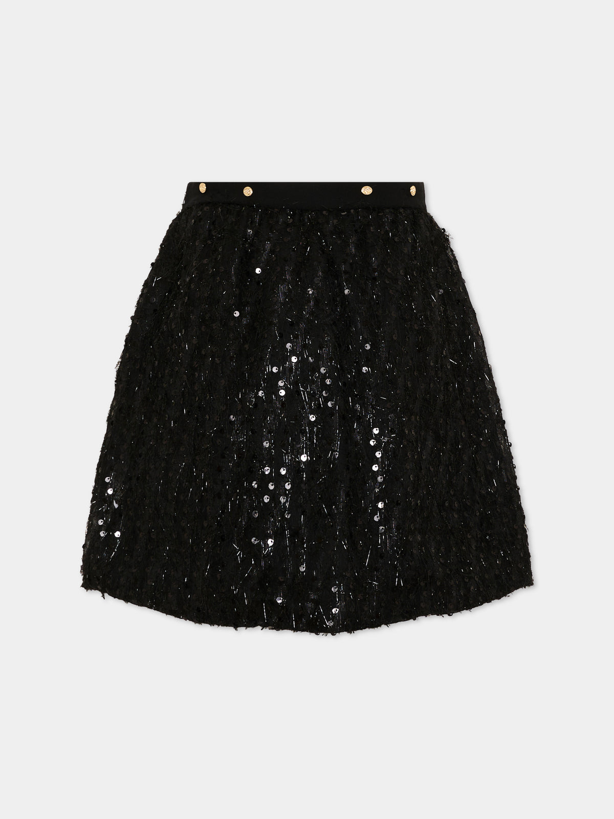 Gonna nera per bambina con paillettes,Roberto Cavalli Kids,CGA26108GO BLACK