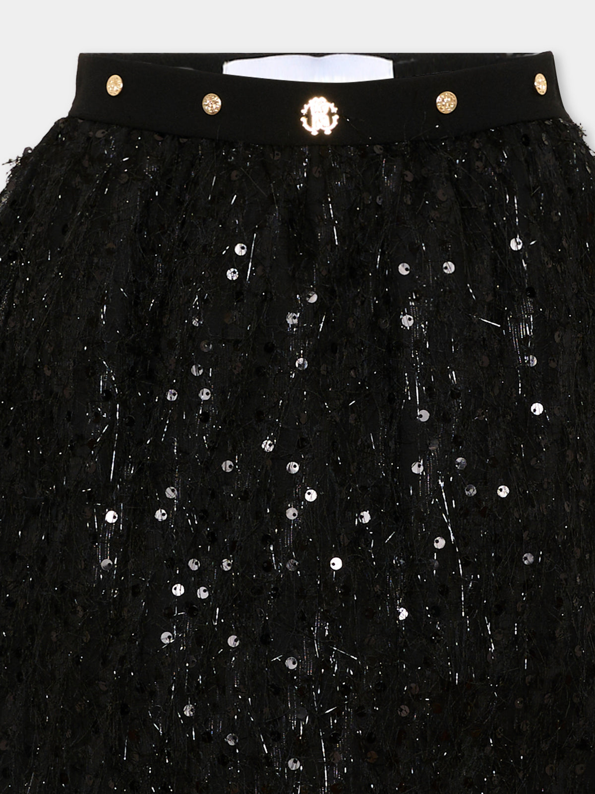 Gonna nera per bambina con paillettes,Roberto Cavalli Kids,CGA26108GO BLACK
