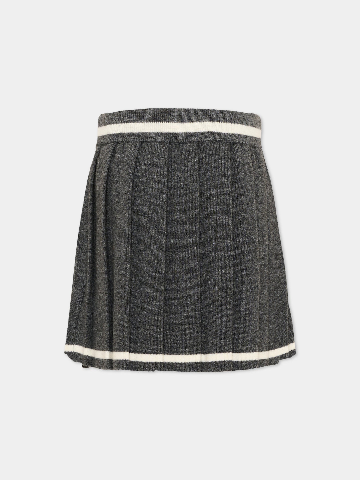 Gonna grigio melange per bambina logo,Trussardi Junior,TGA26048GO GREY_LM/OW GREY LIGHT MELANGE