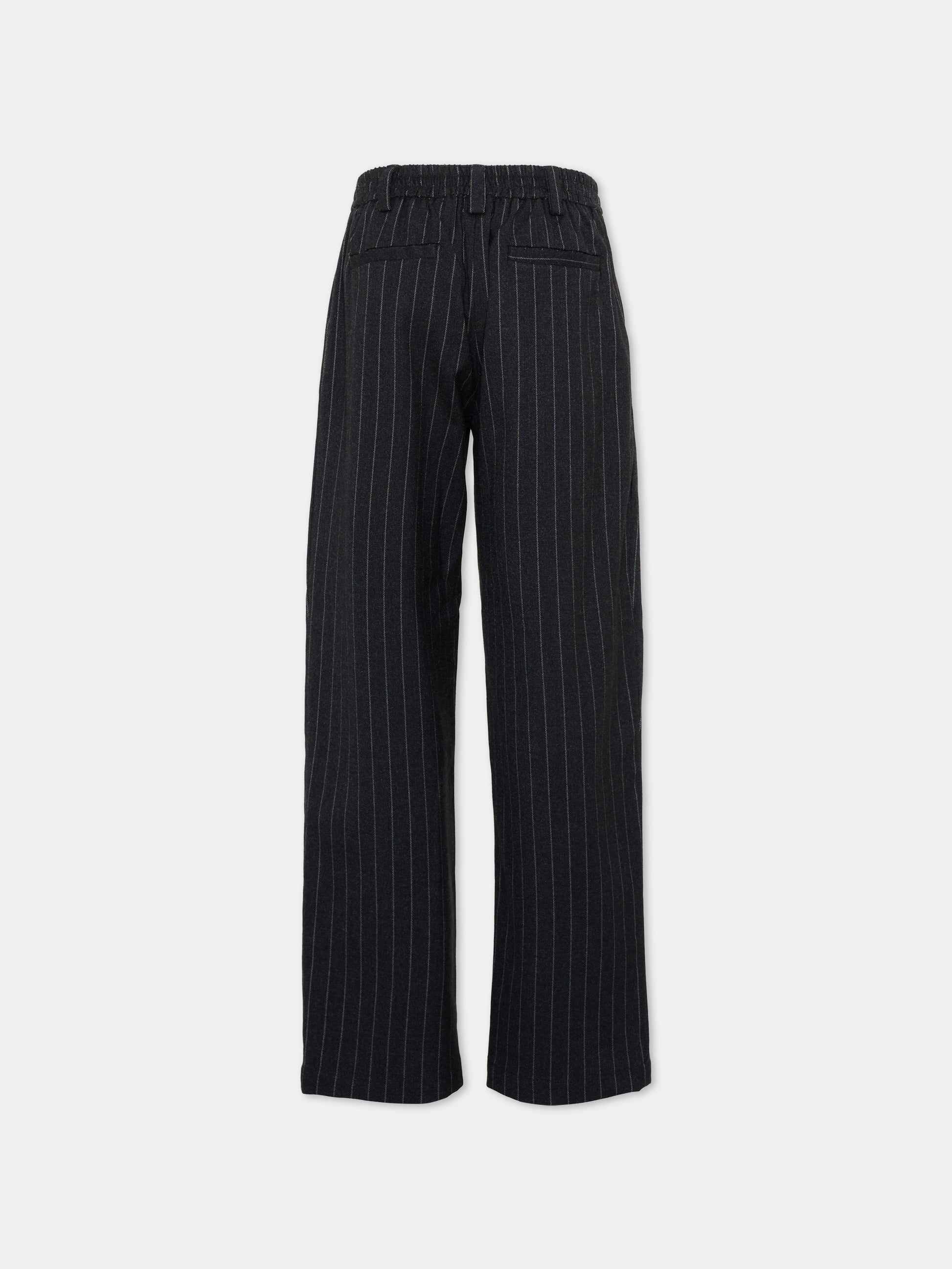 Pantaloni grigi per bambina gessati,Trussardi Junior,TGA26045PA GREY/O-WHT GREY