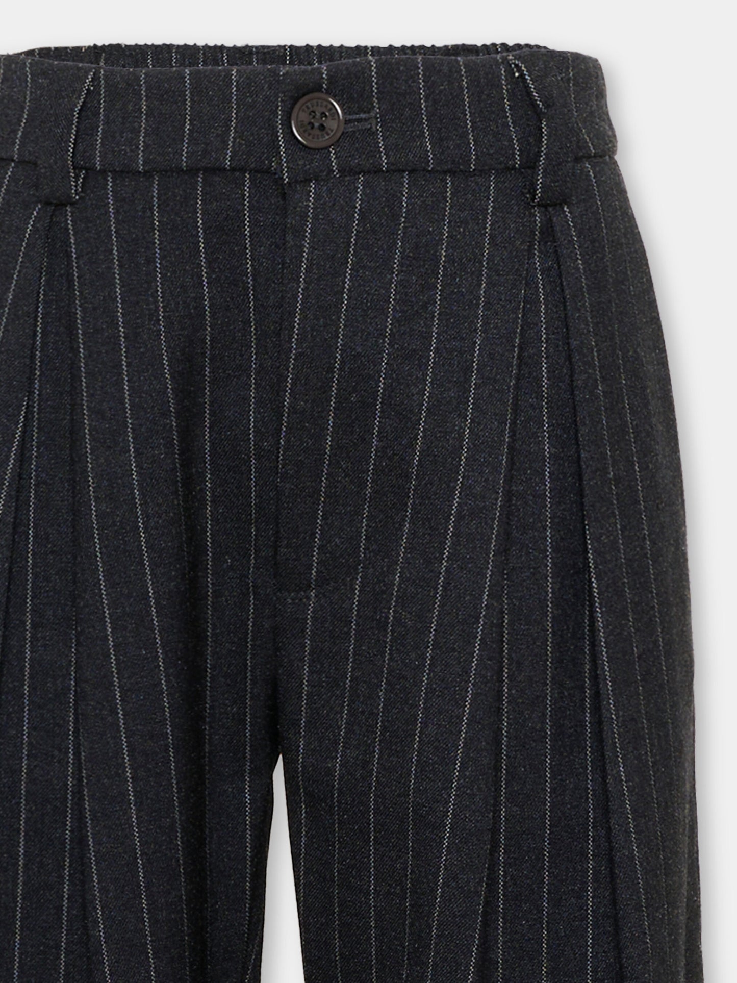 Pantaloni grigi per bambina gessati,Trussardi Junior,TGA26045PA GREY/O-WHT GREY