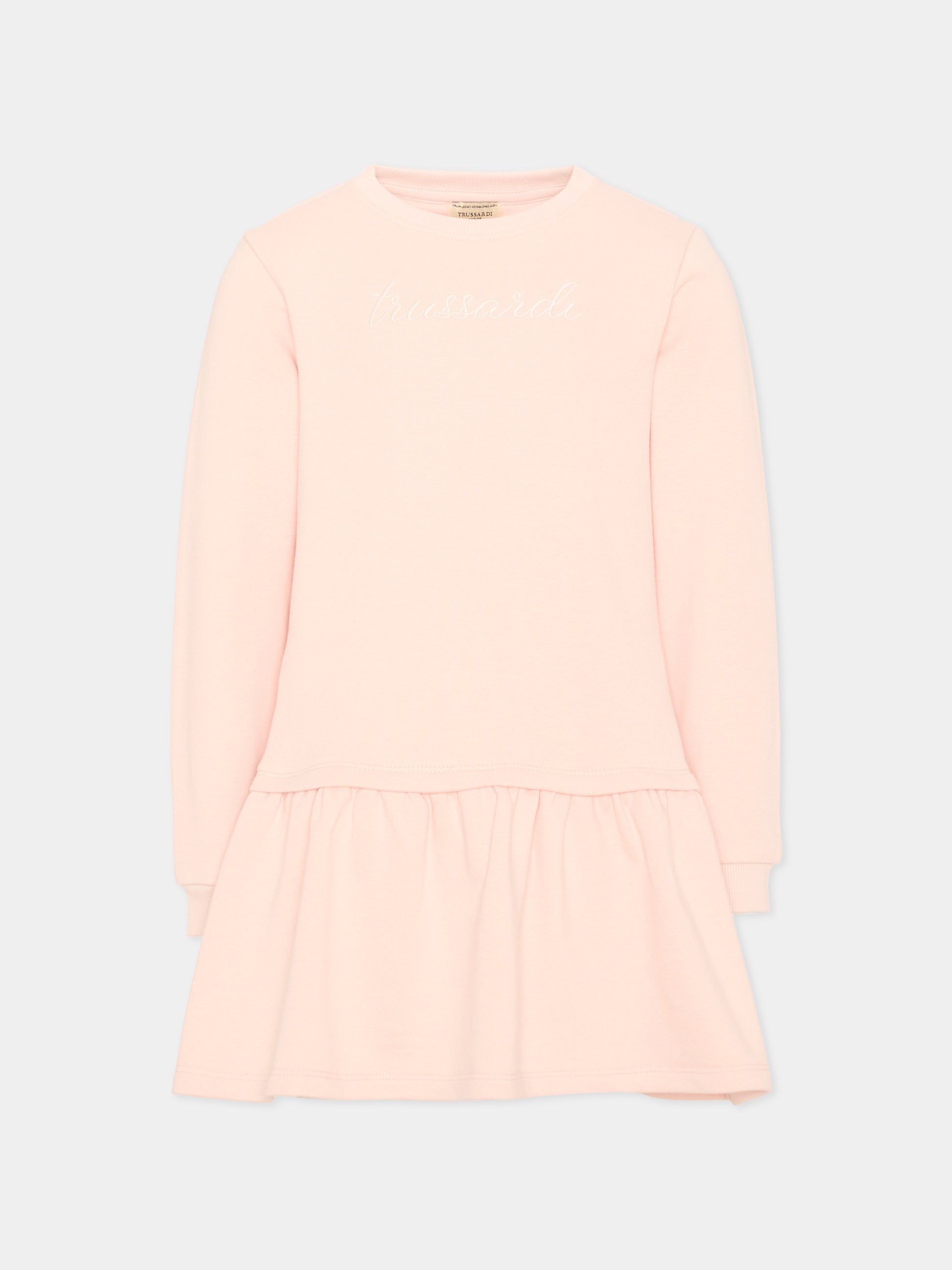 Vestito rosa per bambina con logo,Trussardi Junior,TIA26026VE BLUSH BLUSH