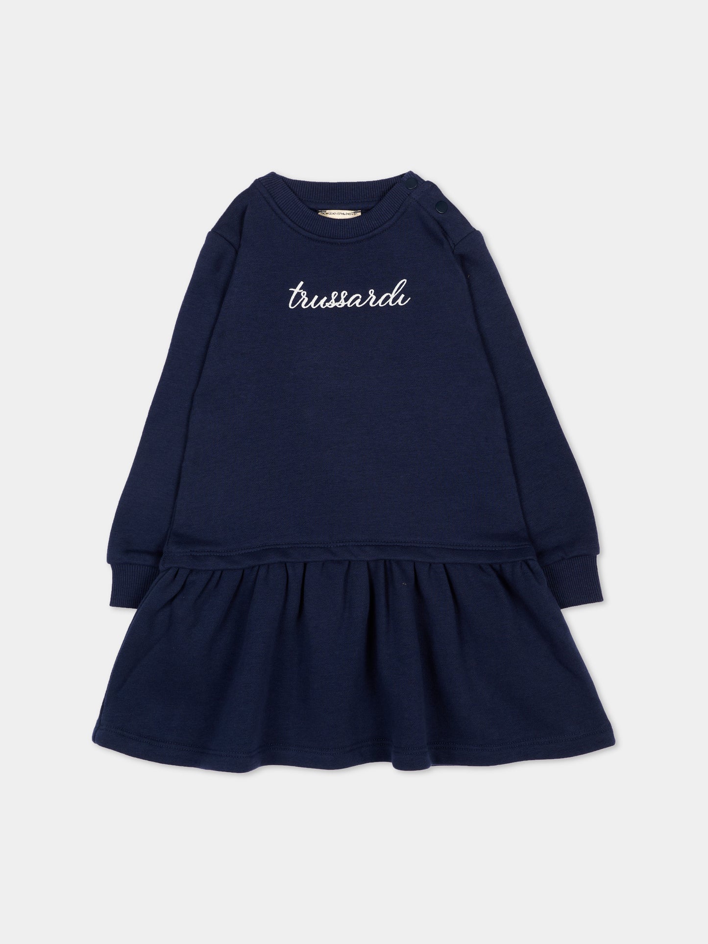 Vestito blu per neonata con logo,Trussardi Junior,TIA26026VE BLUE_NAVAL BLUE NAVAL