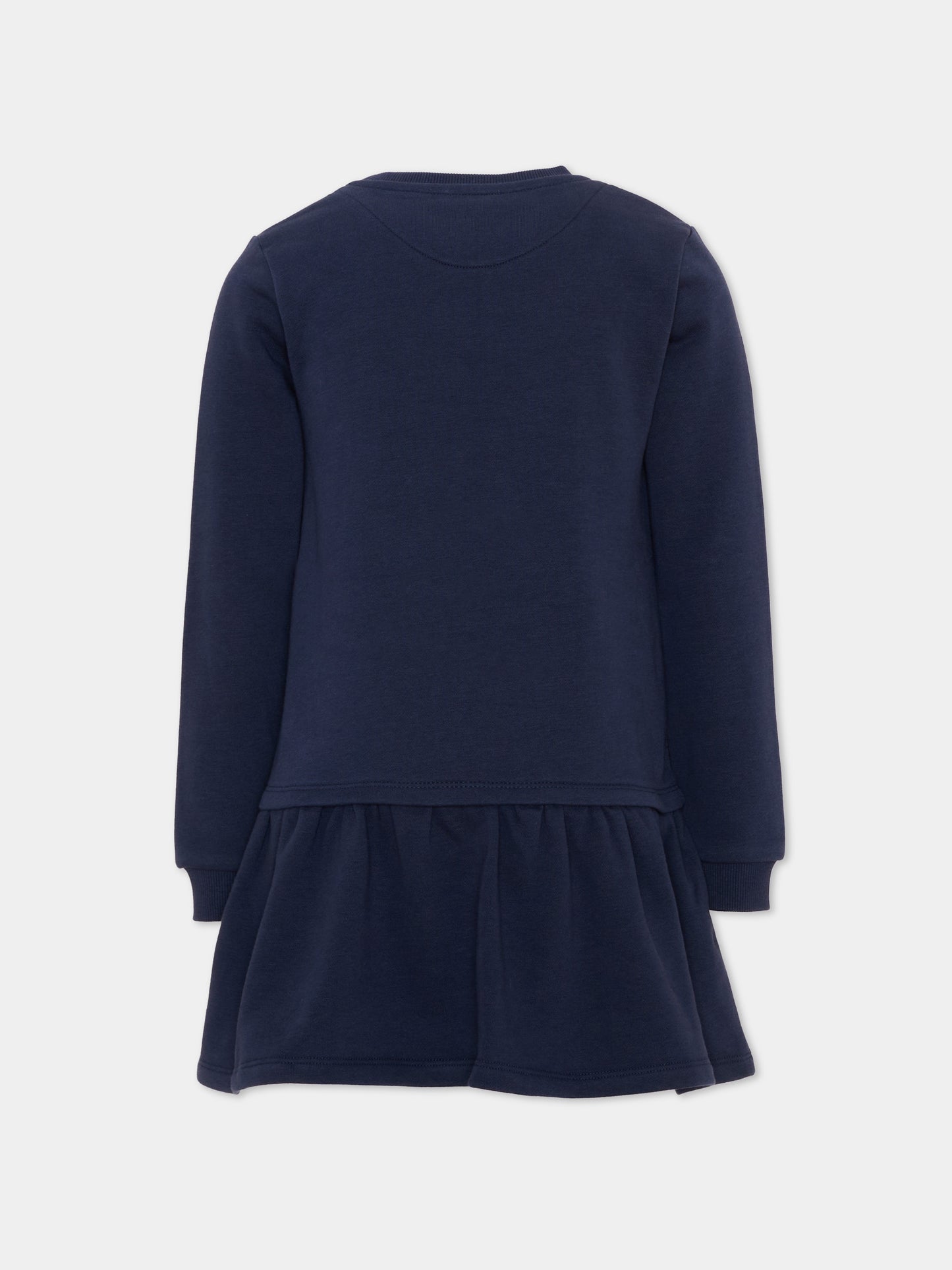 Vestito blu per bambina con logo,Trussardi Junior,TIA26026VE BLUE_NAVAL BLUE NAVAL