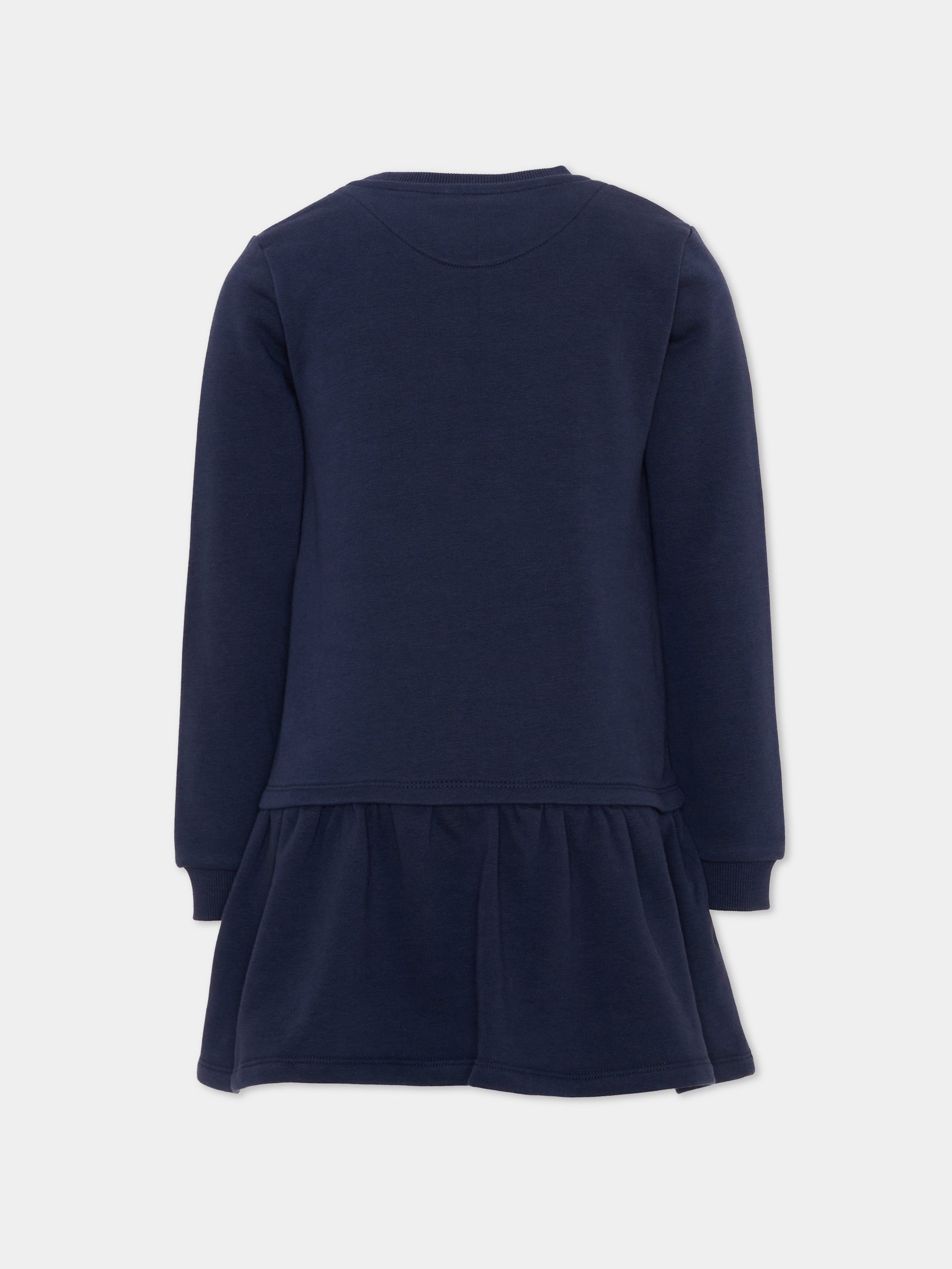 Vestito blu per bambina con logo,Trussardi Junior,TIA26026VE BLUE_NAVAL BLUE NAVAL