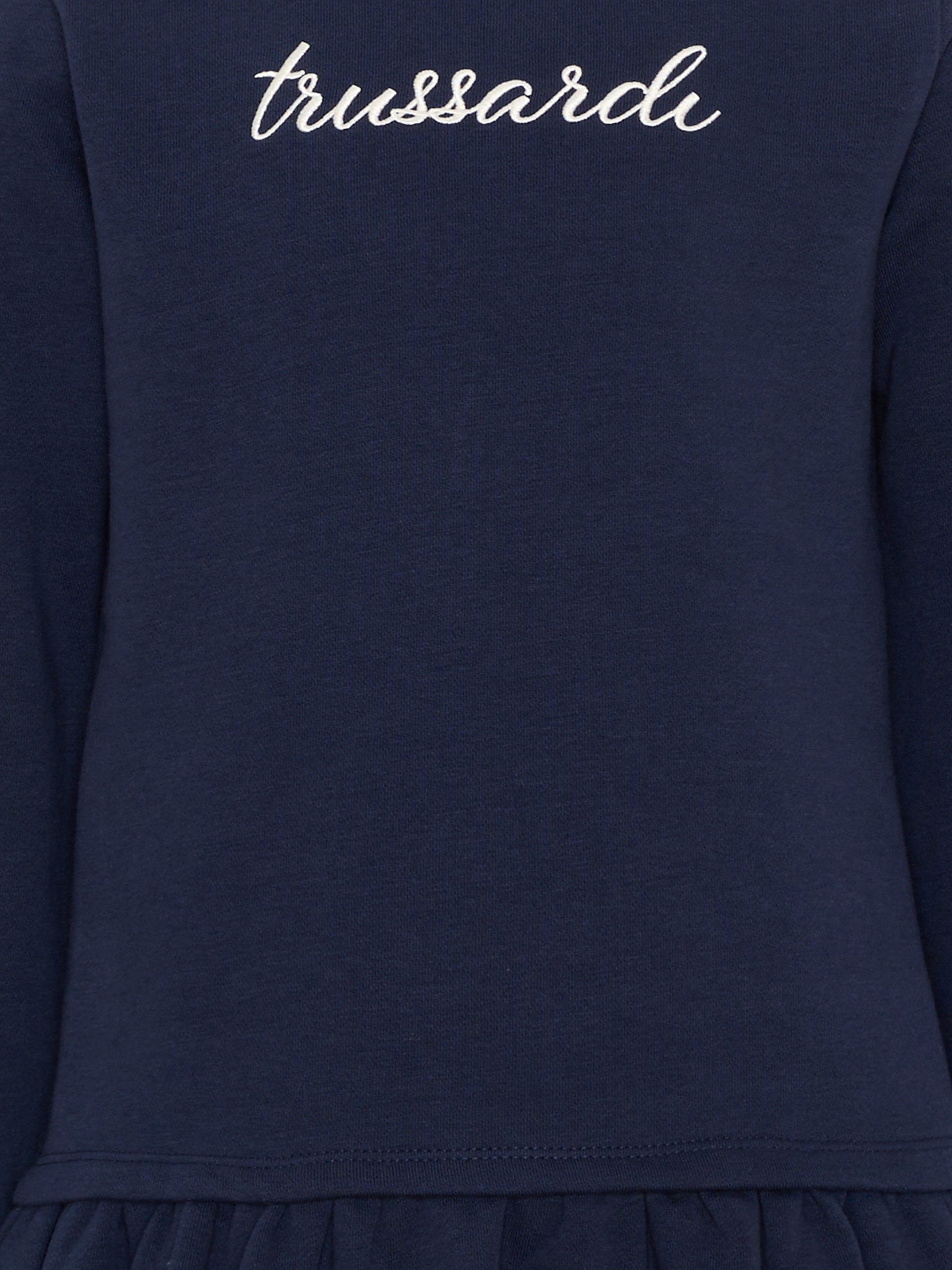 Vestito blu per bambina con logo,Trussardi Junior,TIA26026VE BLUE_NAVAL BLUE NAVAL