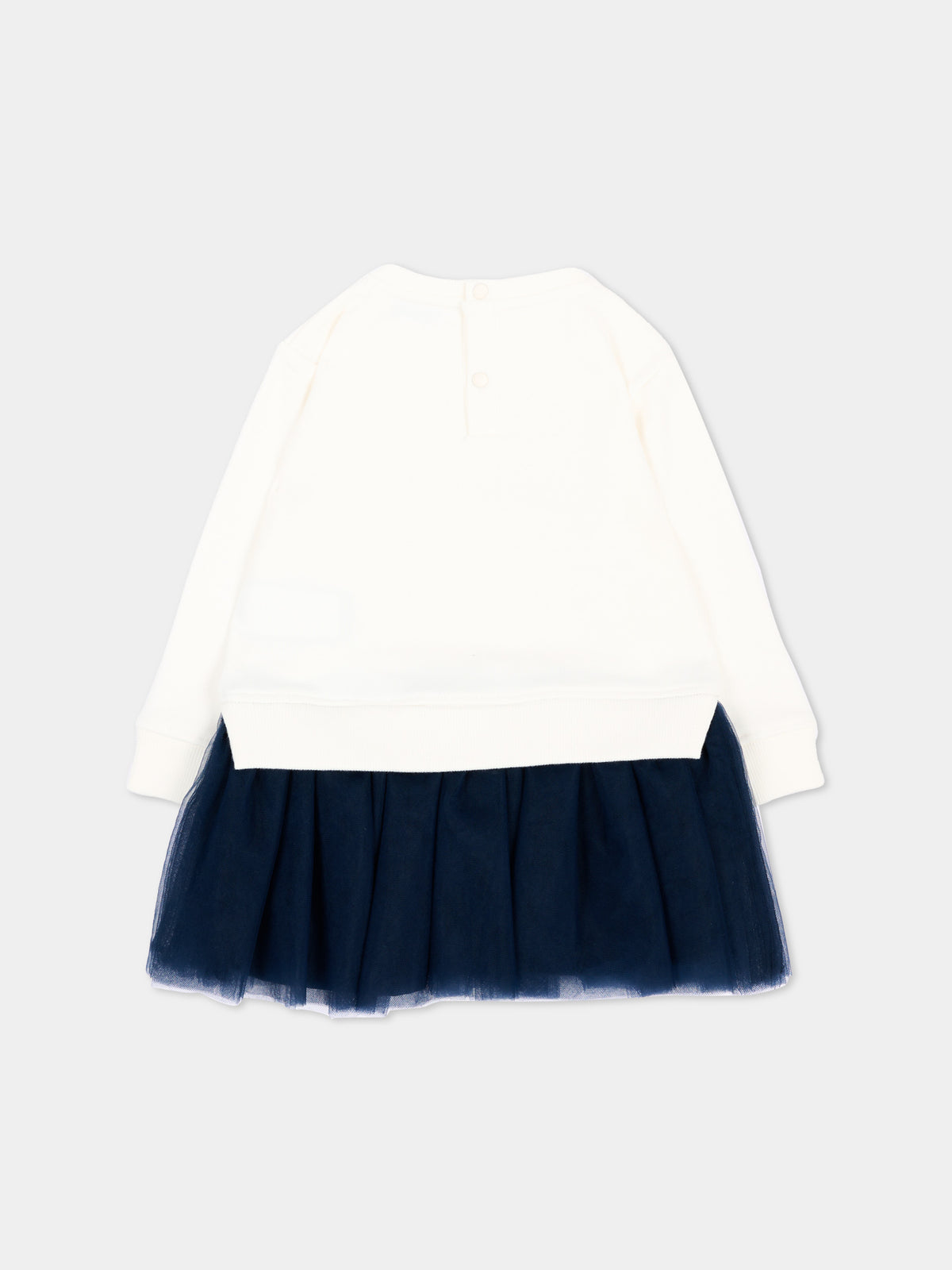 Abito avorio per neonata con stampa,Trussardi Junior,TIA26164VE O-WHT/B.N. OFF-WHITE