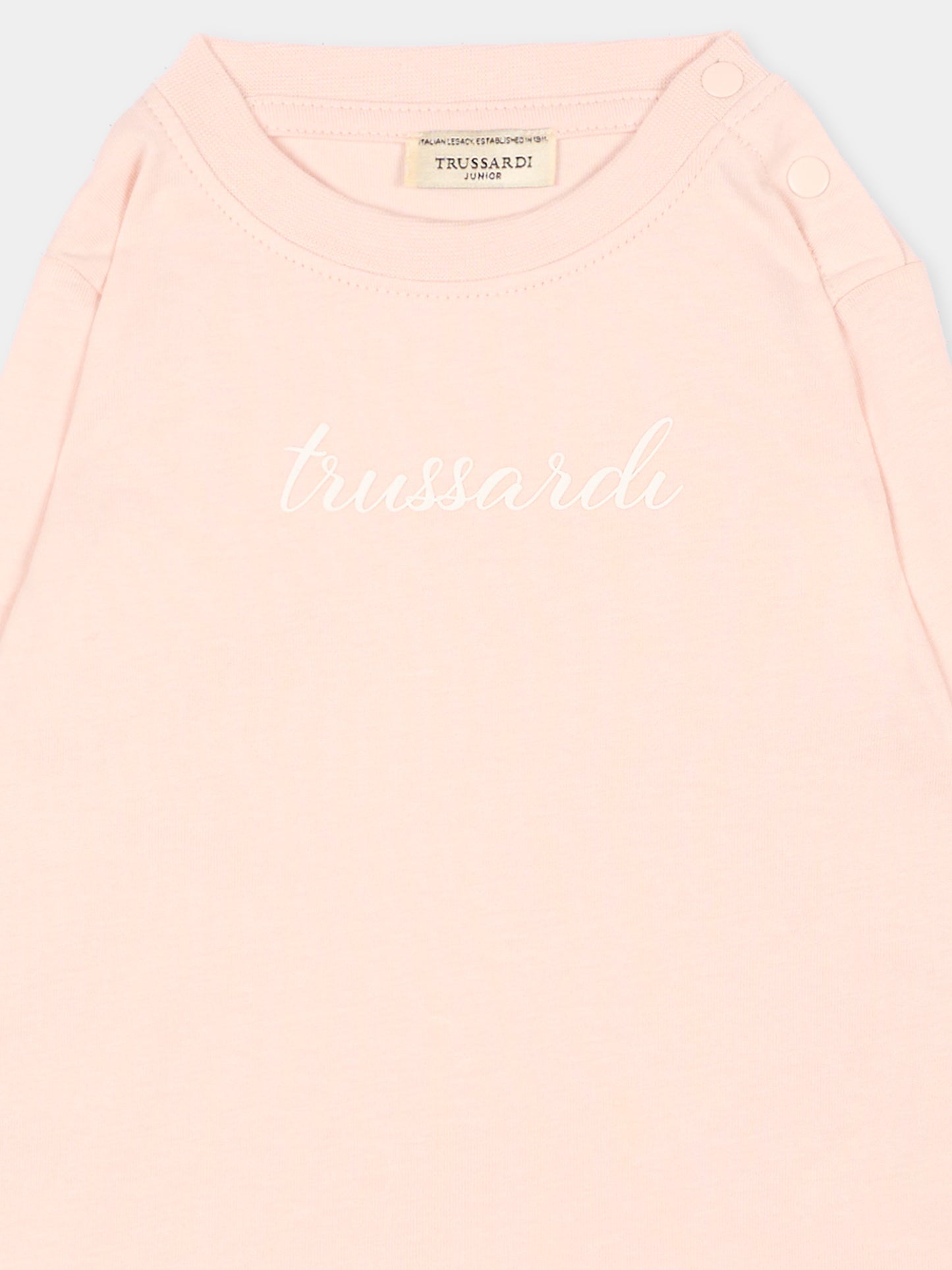 T-shirt rosa per neonata con logo,Trussardi Junior,TIA26025TS BLUSH BLUSH